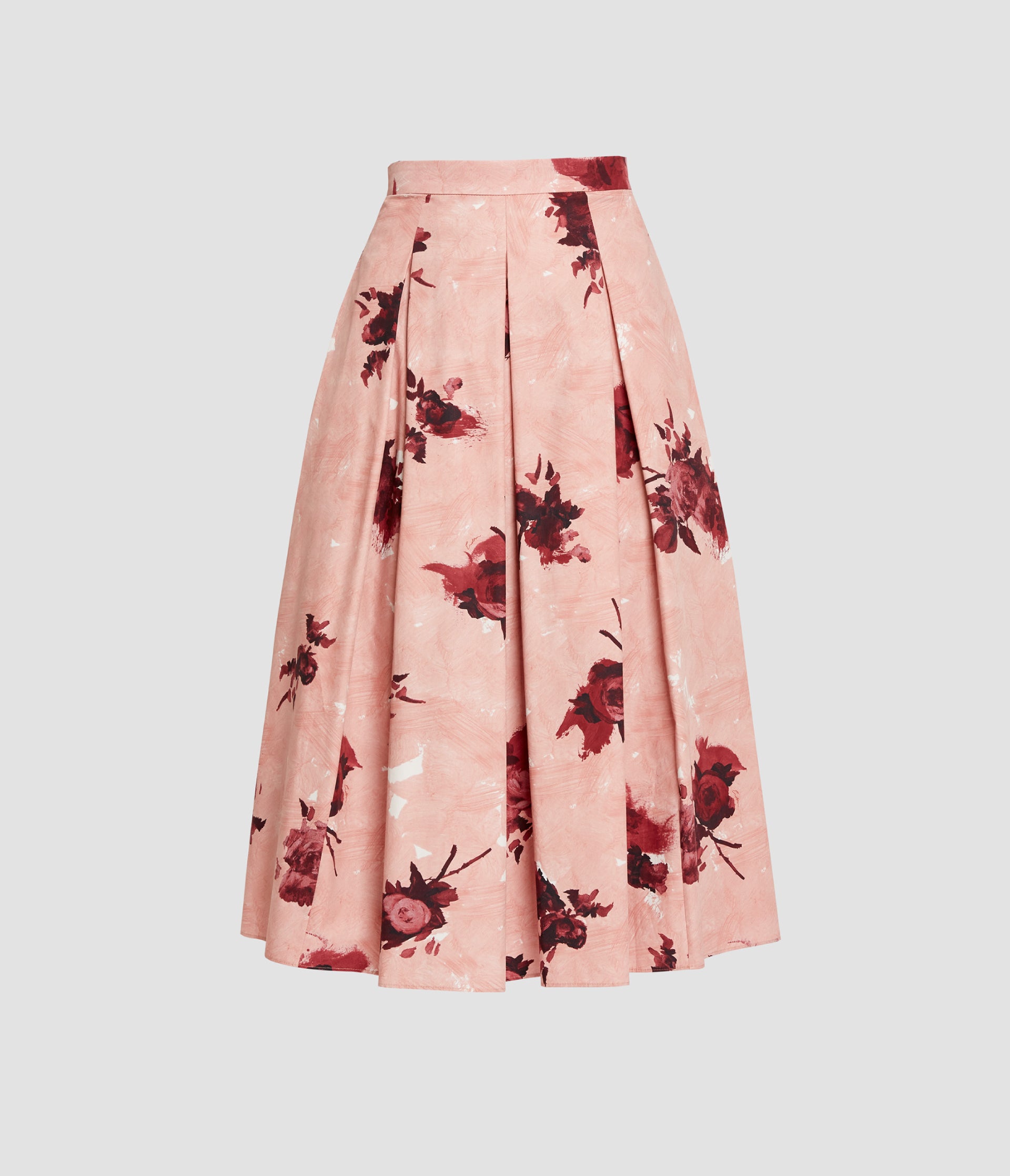 Floral Print Pleated Midi Skirt
