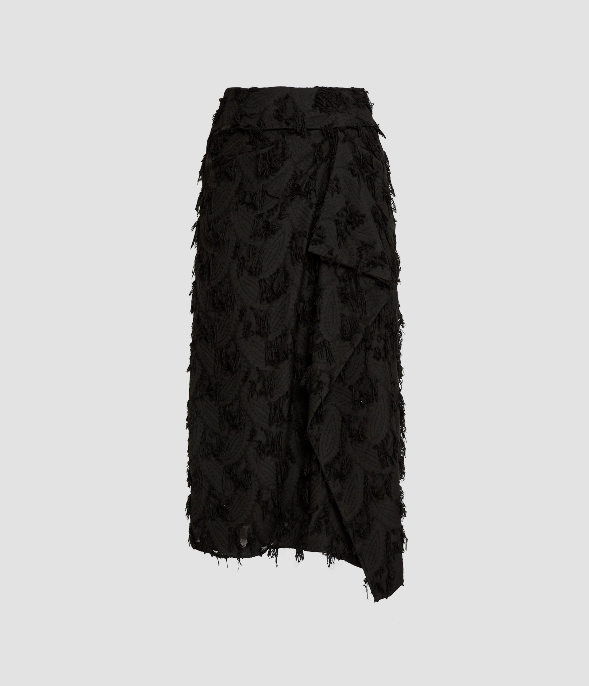 Fil Coupé Jacquard Draped Midi Skirt