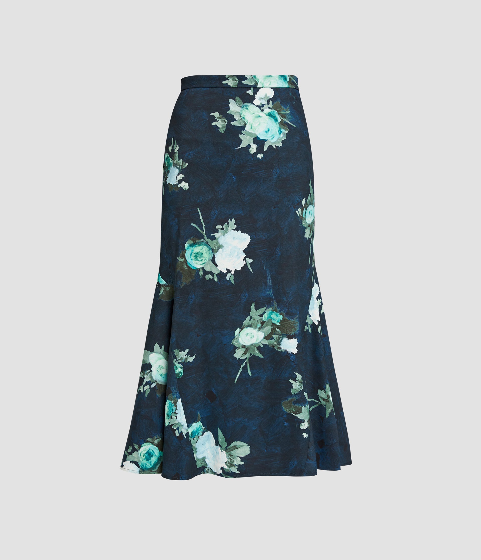 Floral Print Fluted Midi Skirt