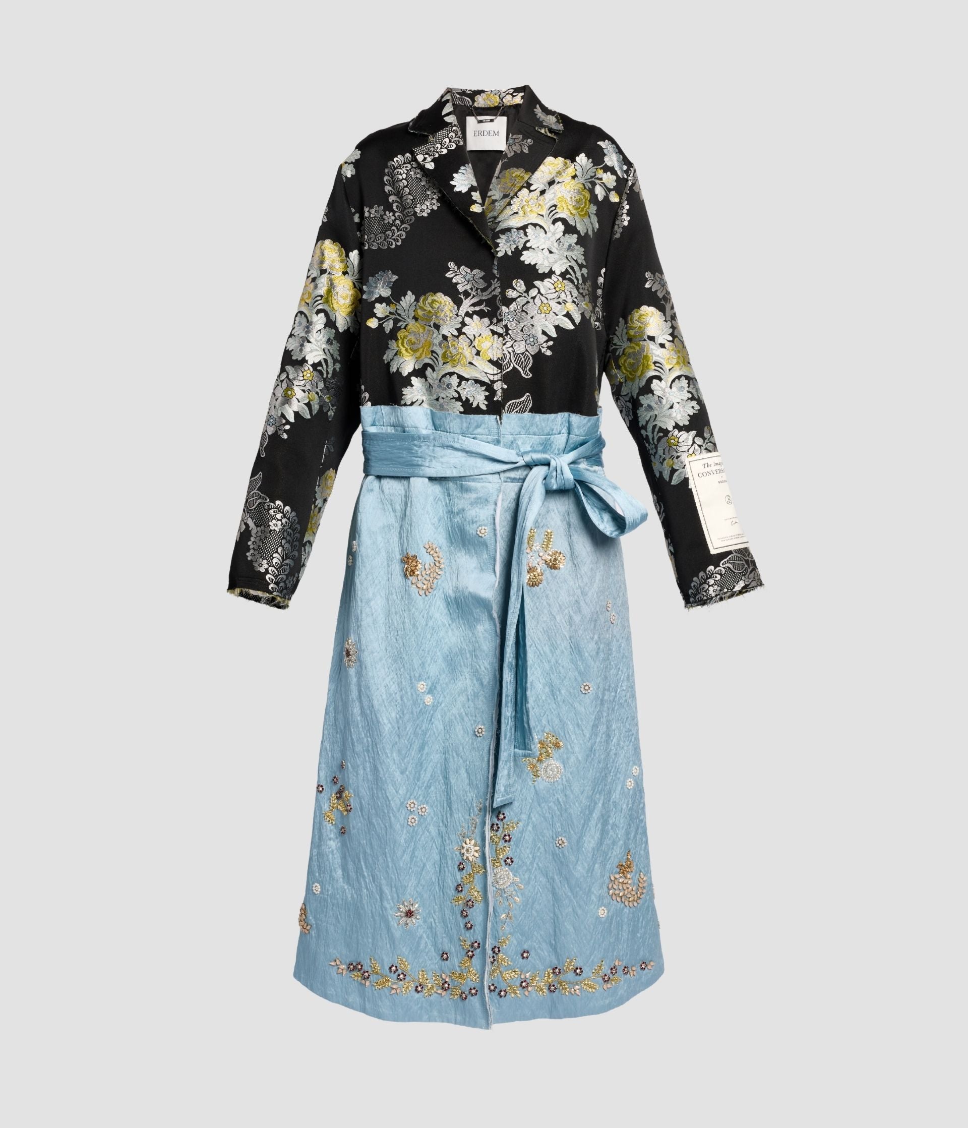 Textured Satin Wrap Coat