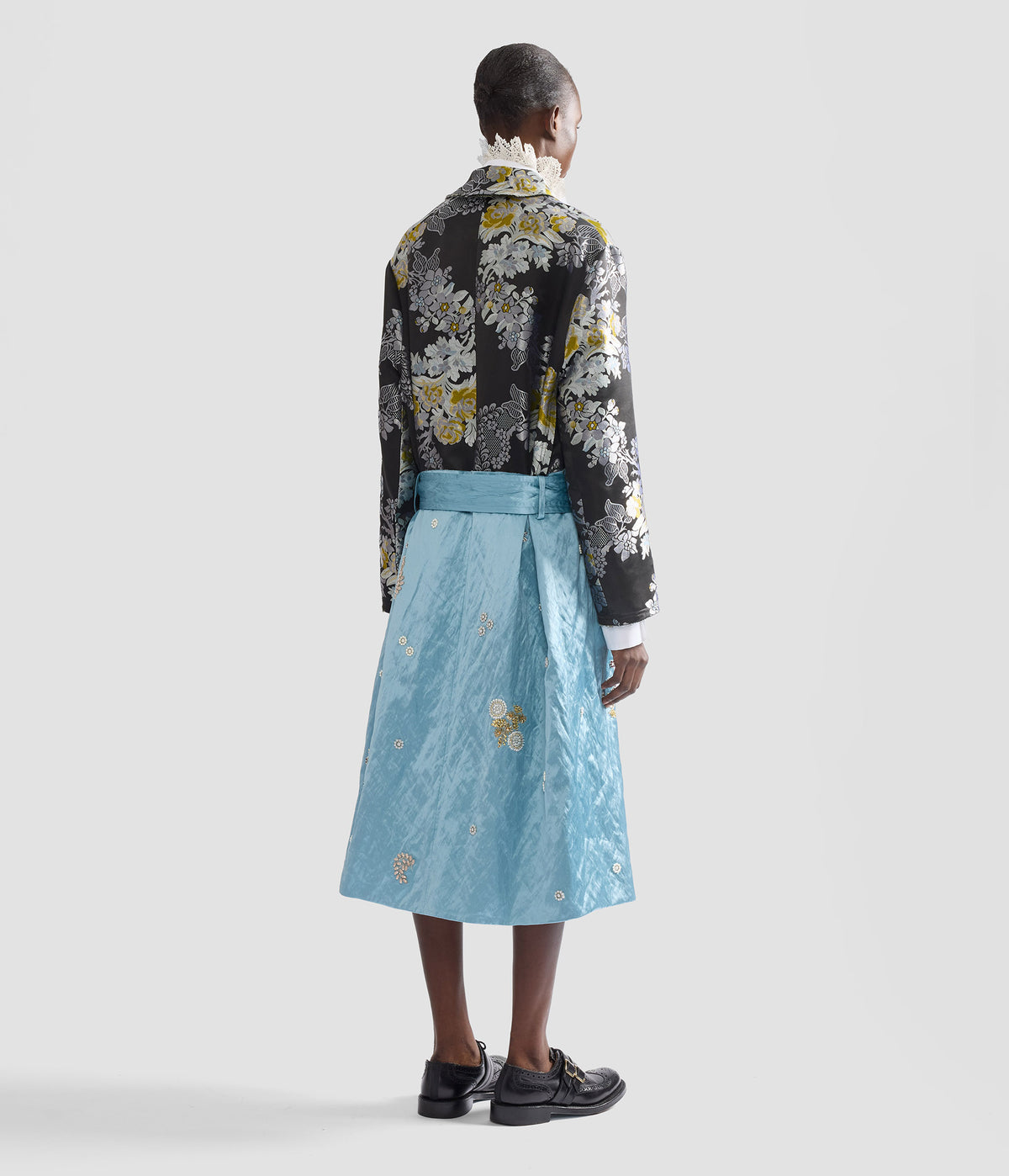 Textured Satin Wrap Coat