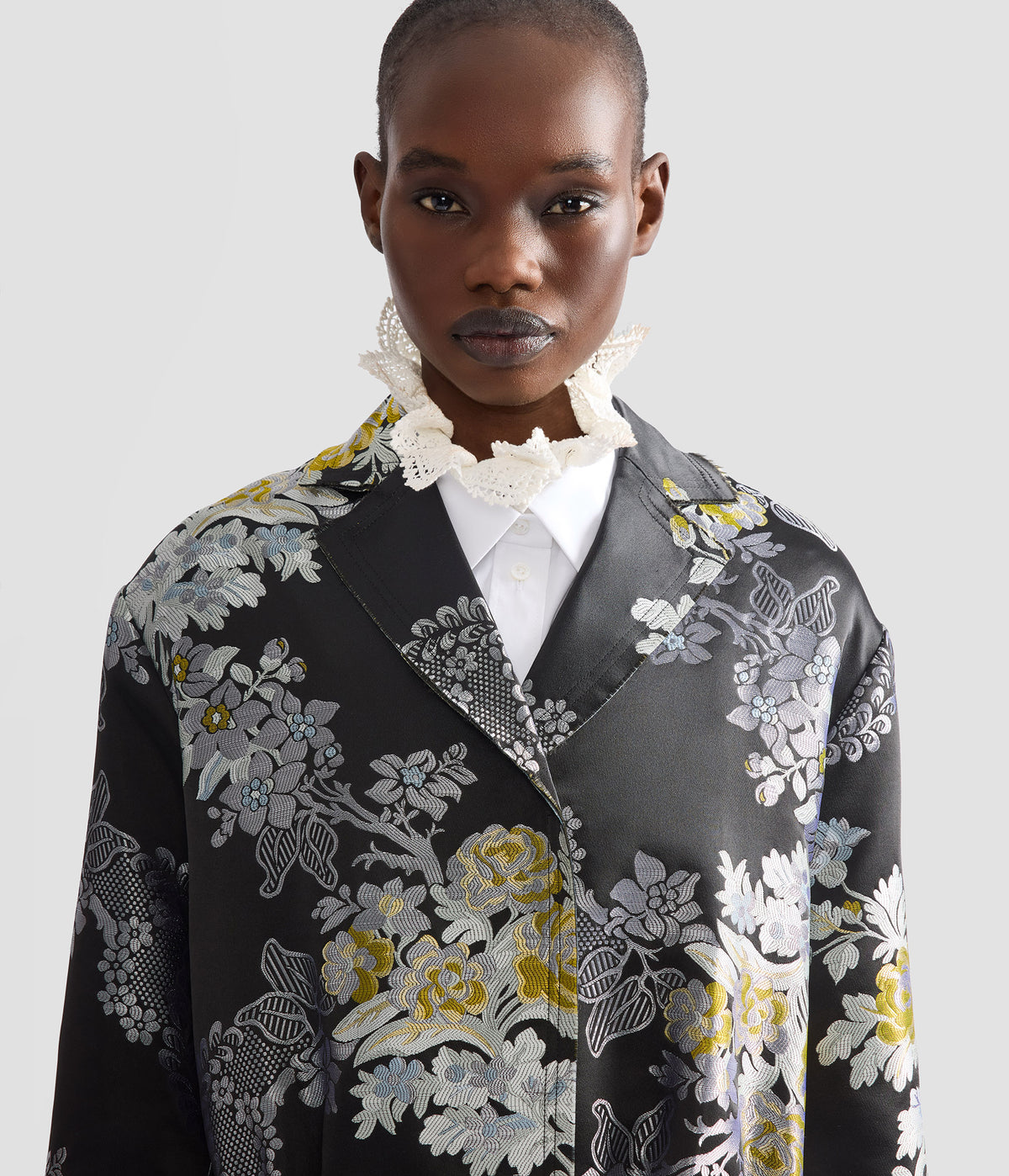 Textured Satin Wrap Coat