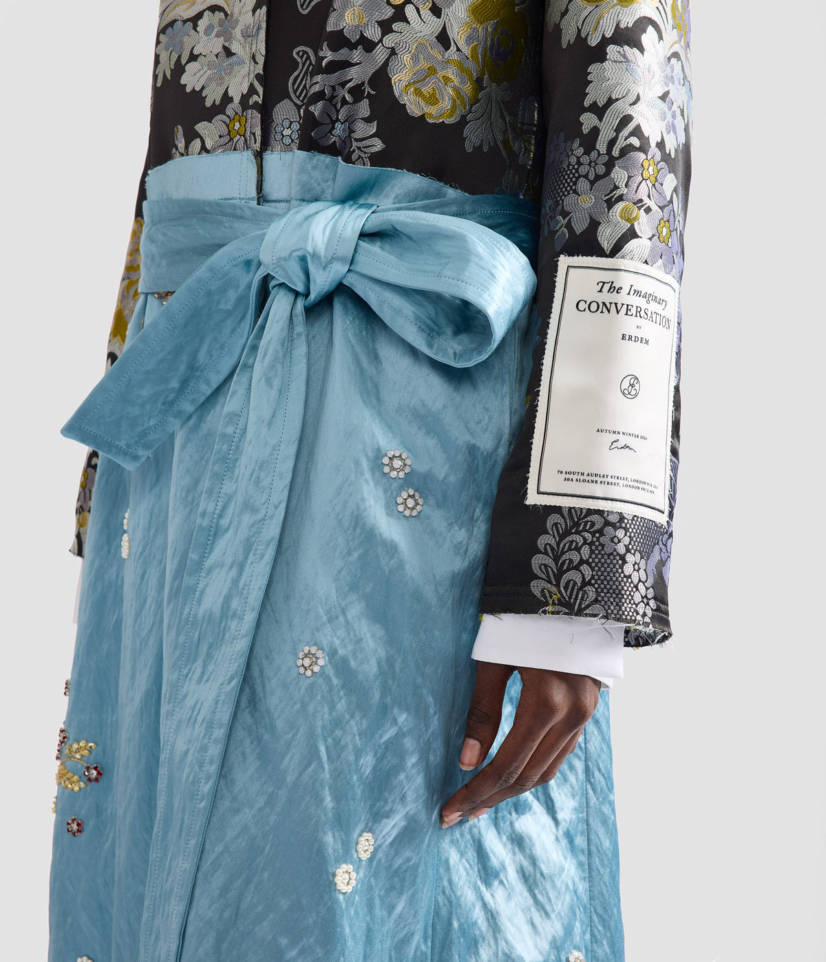 Textured Satin Wrap Coat