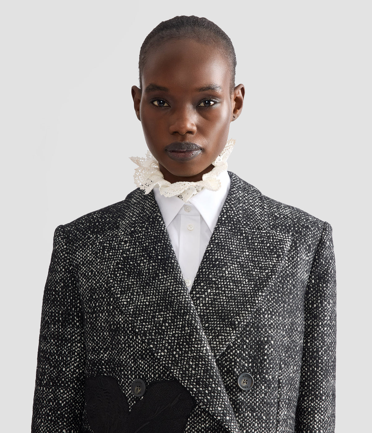Floral Embroidered Wool Tailored Coat