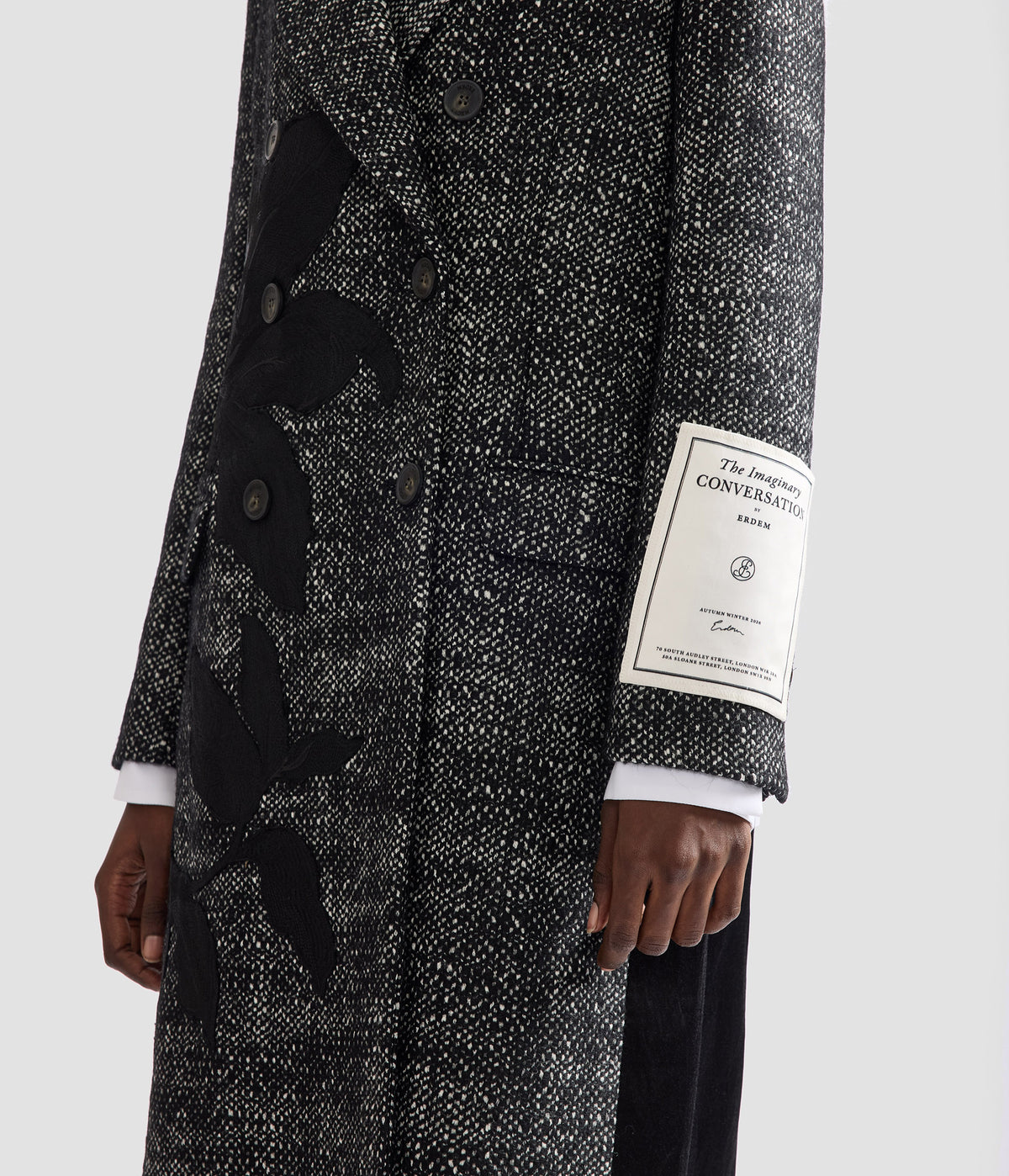 Floral Embroidered Wool Tailored Coat