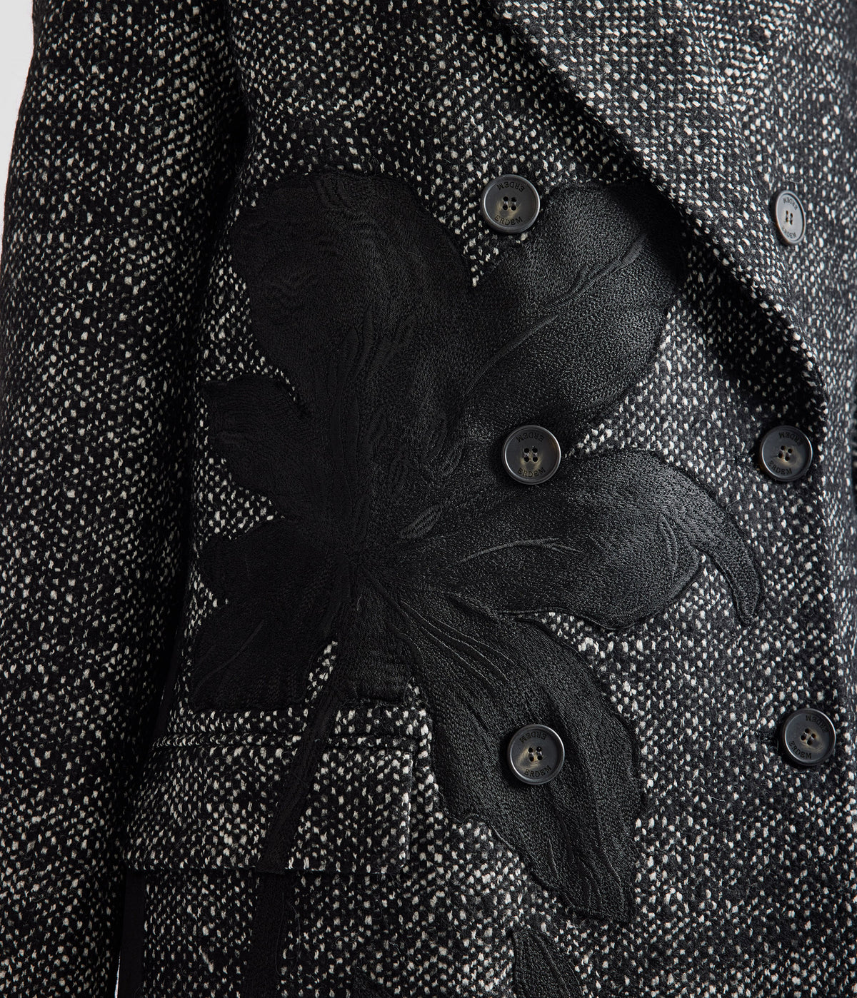 Floral Embroidered Wool Tailored Coat