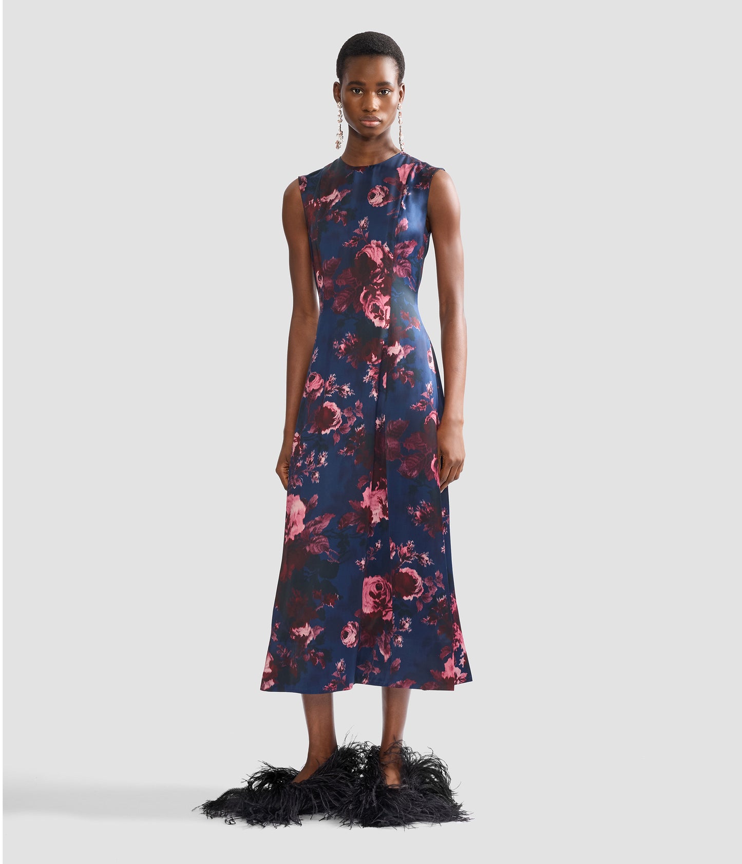 Floral Duchess Sleeveless Midi Dress
