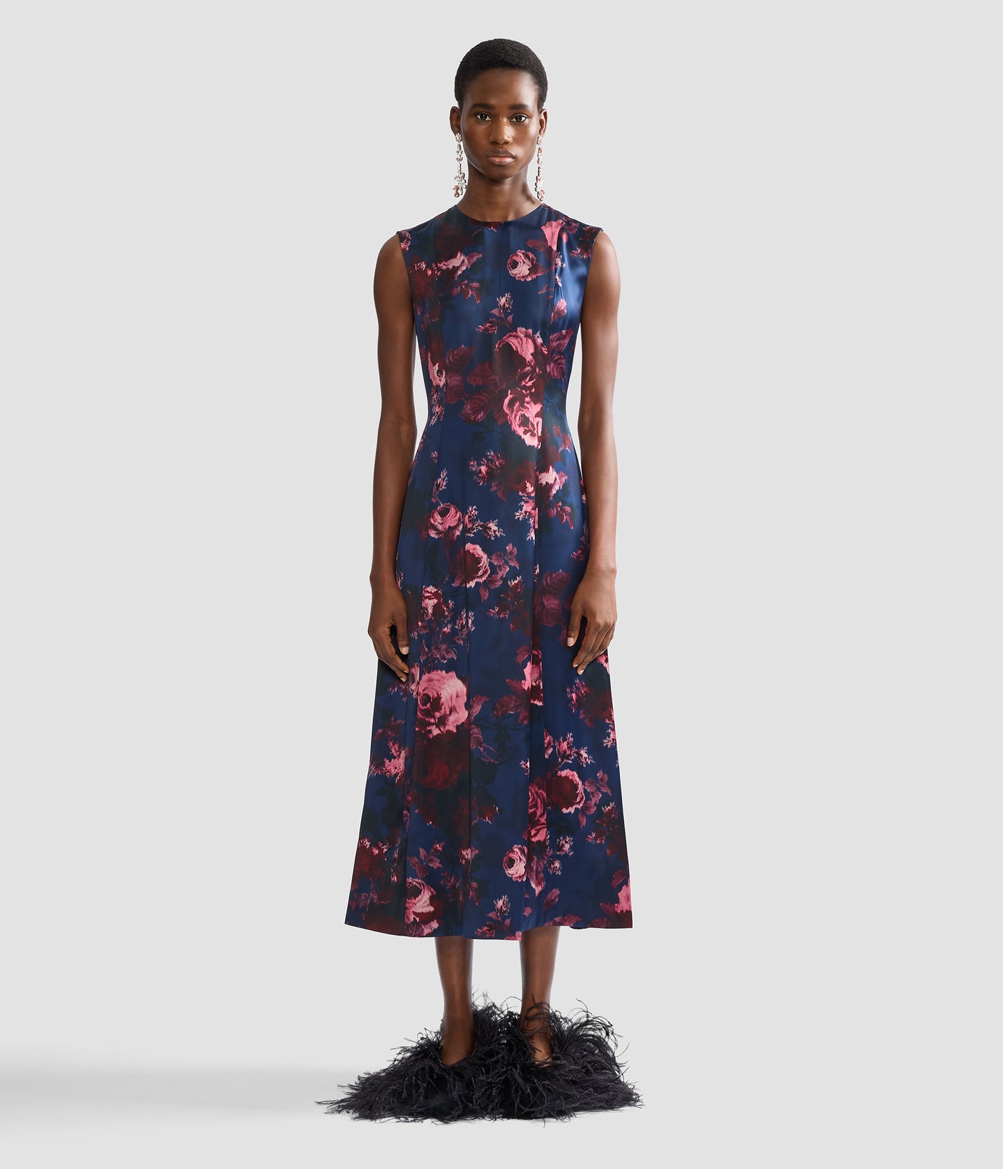Floral Duchess Sleeveless Midi Dress