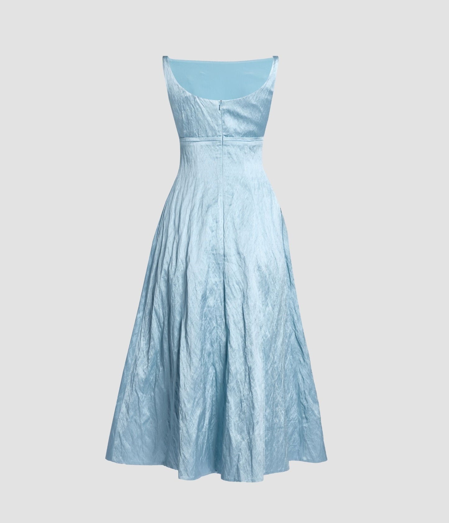 Embroidered Textured Satin Sleeveless Midi Dress