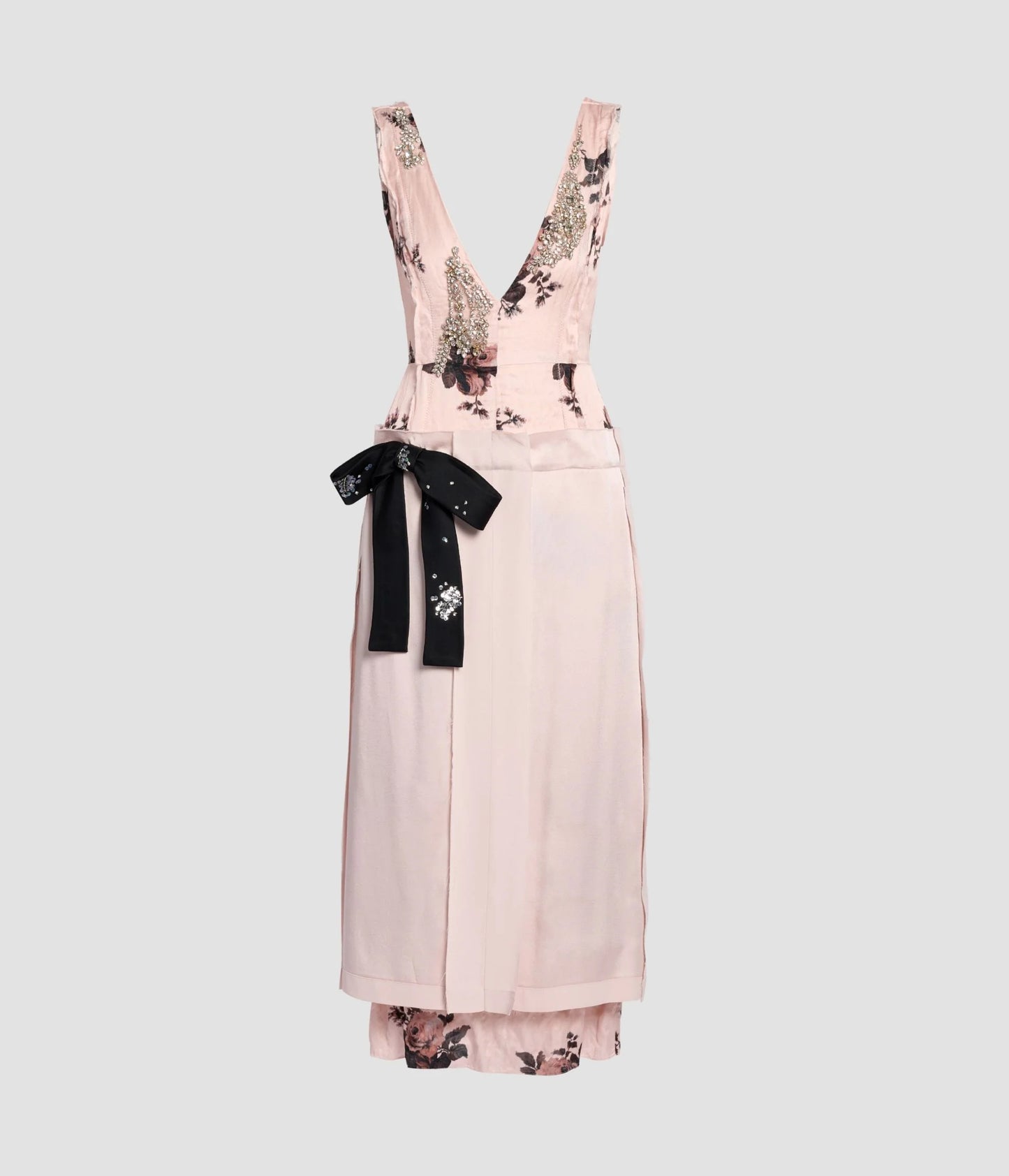 Embroidered Cady Sleeveless Midi Dress