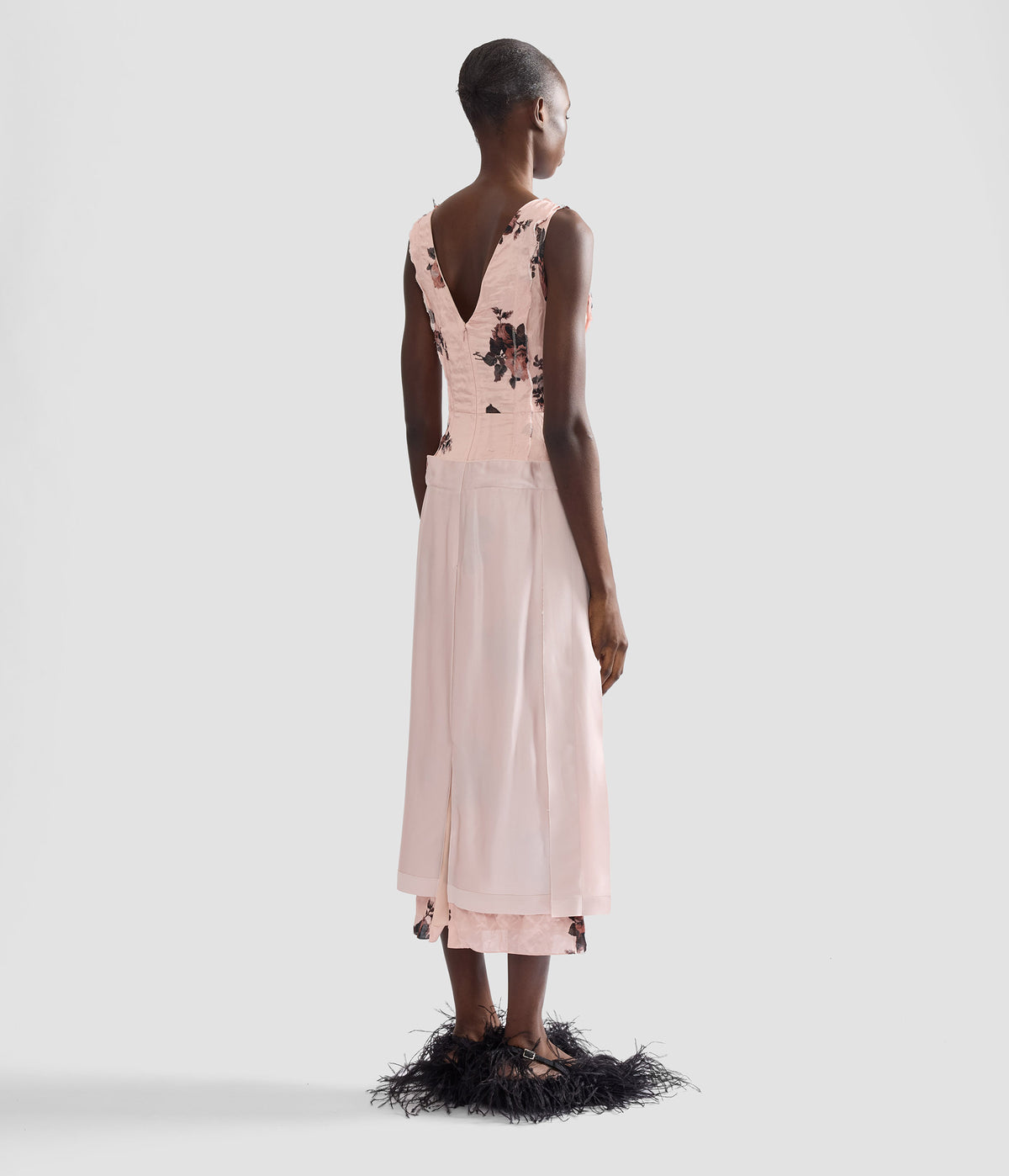 Embroidered Cady Sleeveless Midi Dress