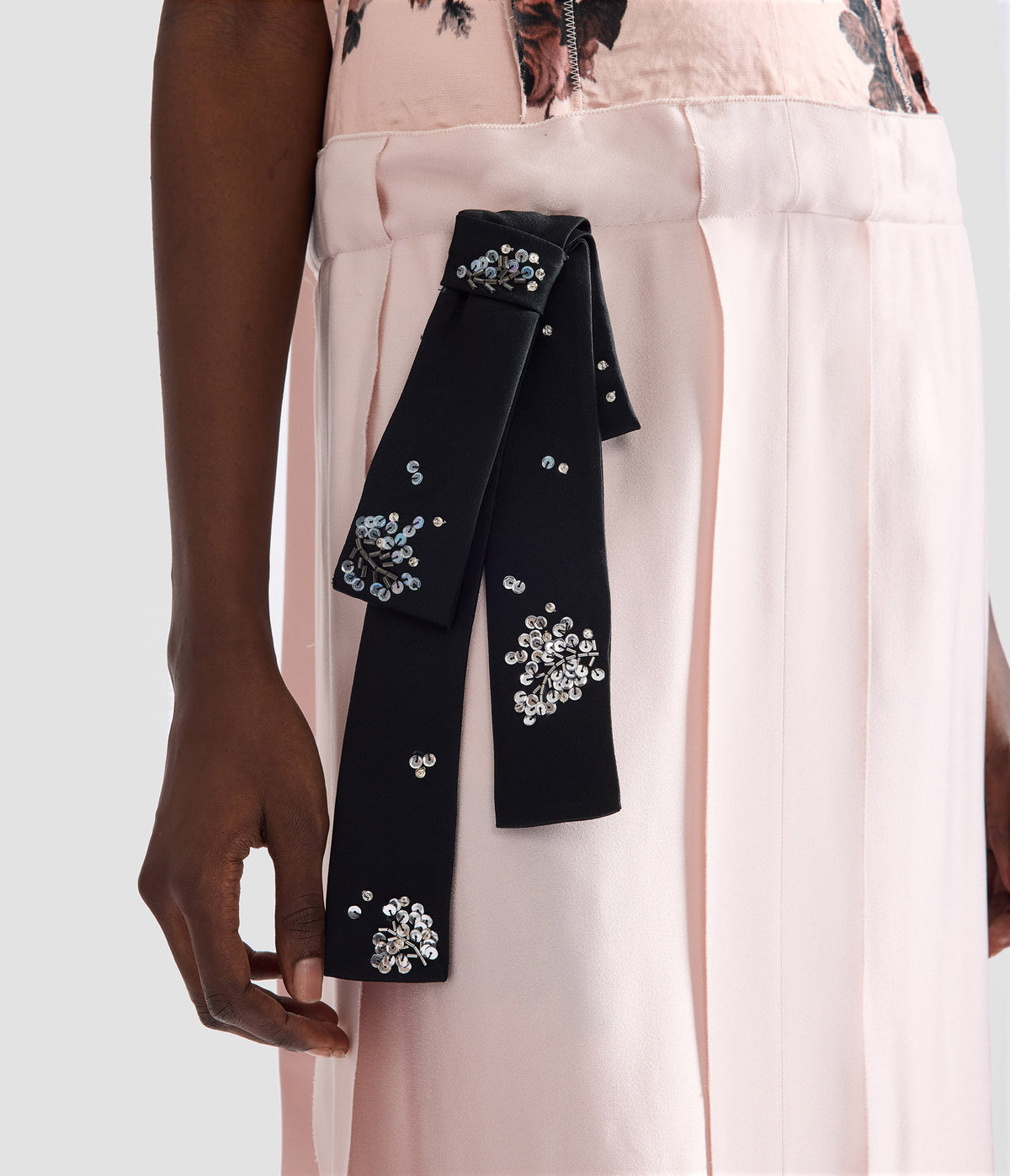 Embroidered Cady Sleeveless Midi Dress