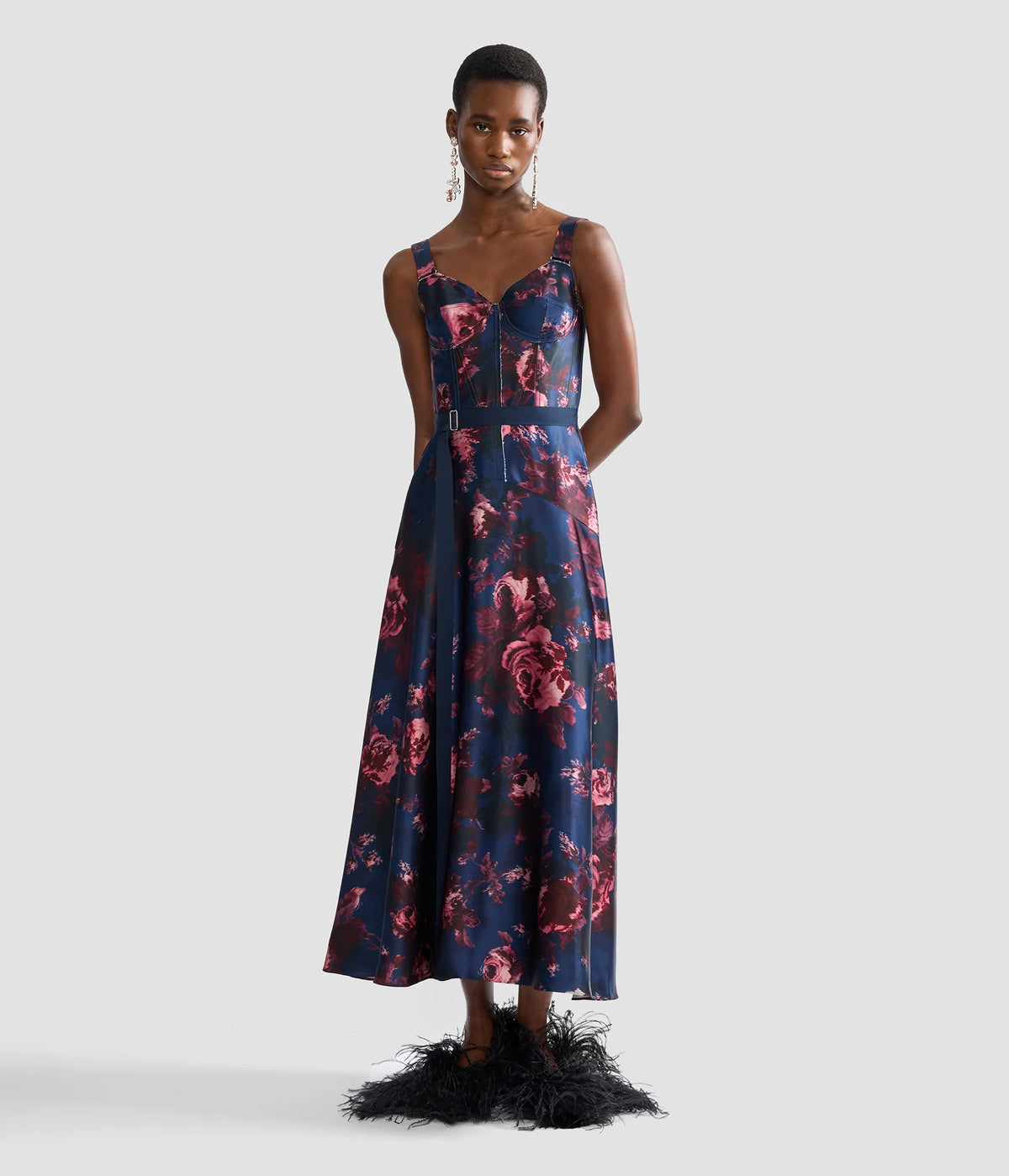 Floral Duchess Sleeveless Midi Dress