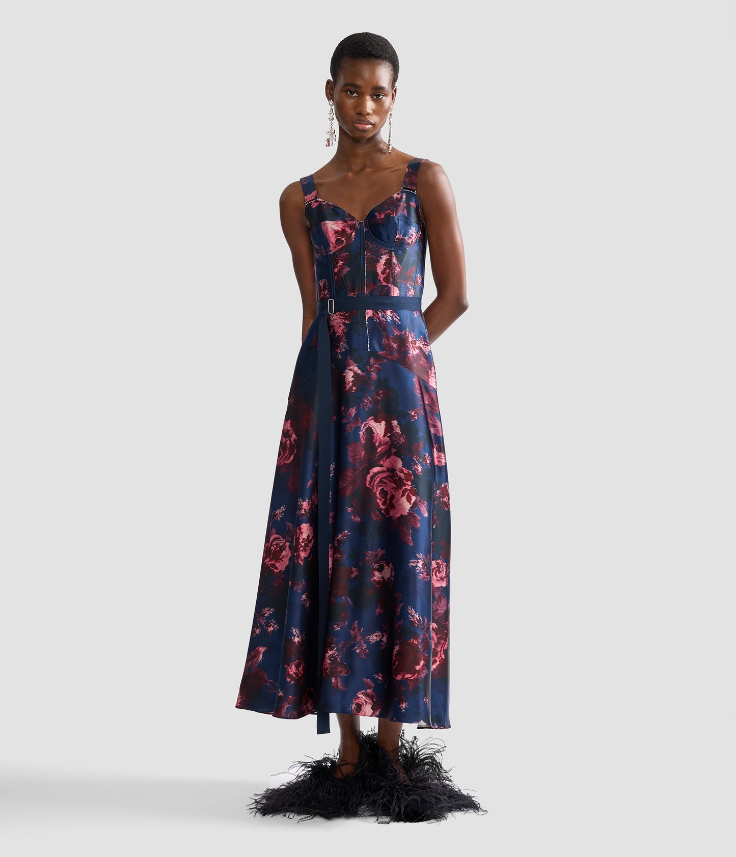 Floral Duchess Sleeveless Midi Dress