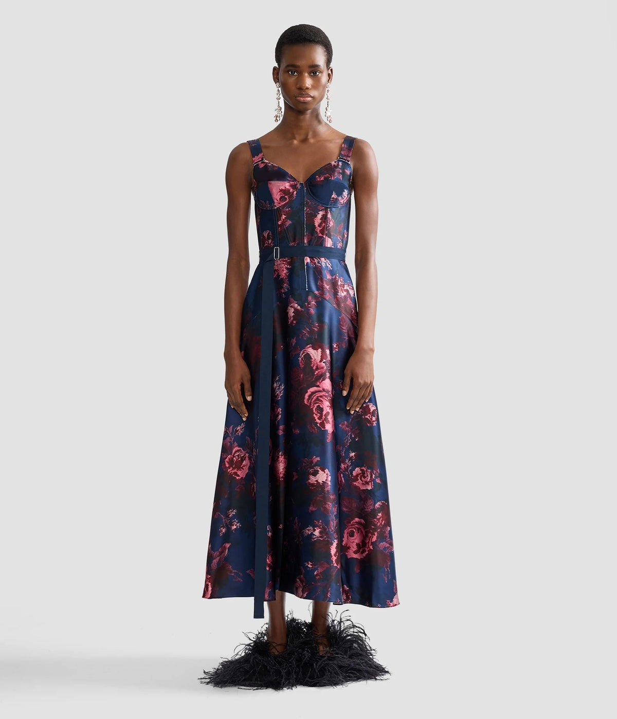 Floral Duchess Sleeveless Midi Dress