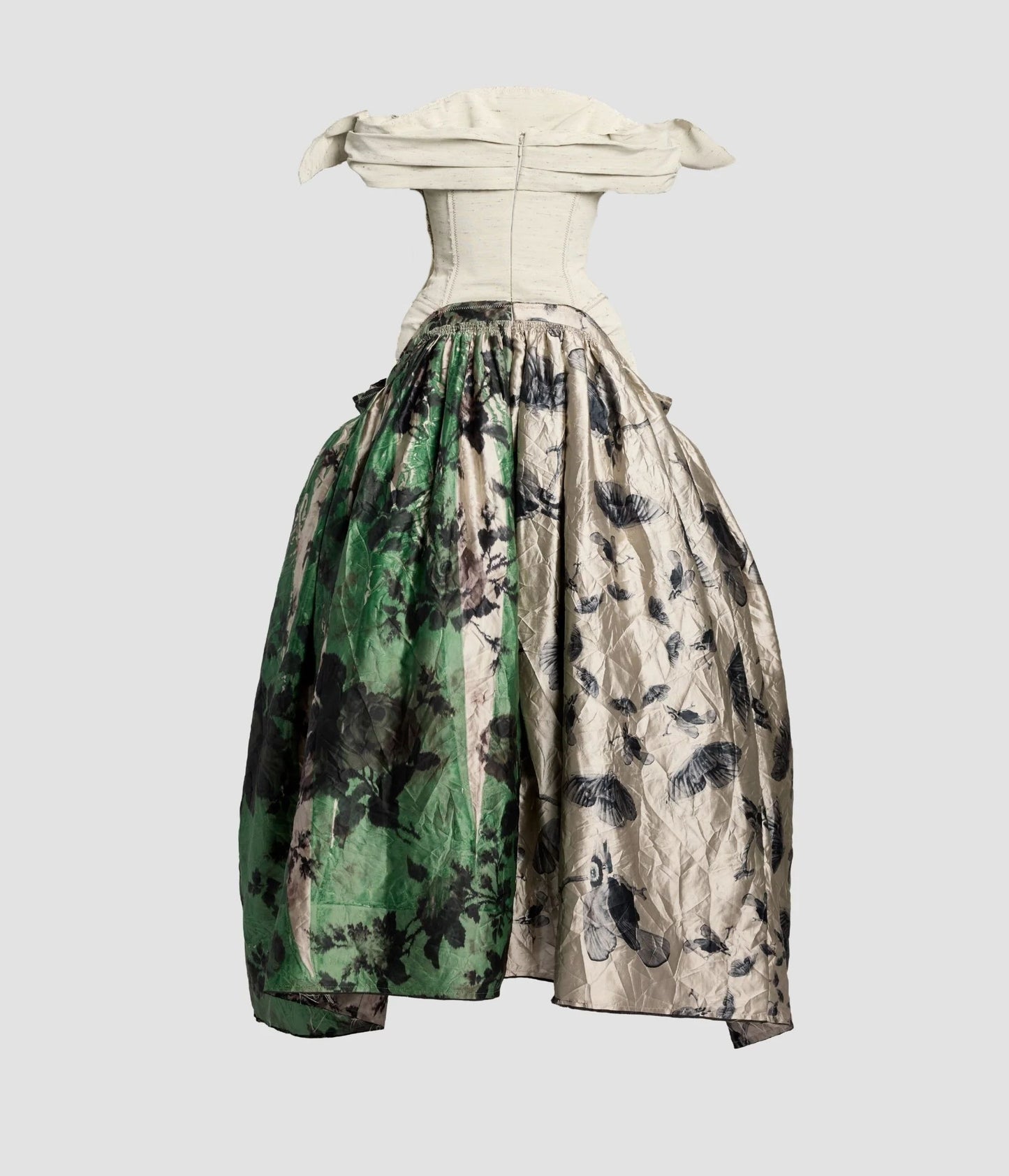 Embroidered Textured Satin Strapless Midi Dress
