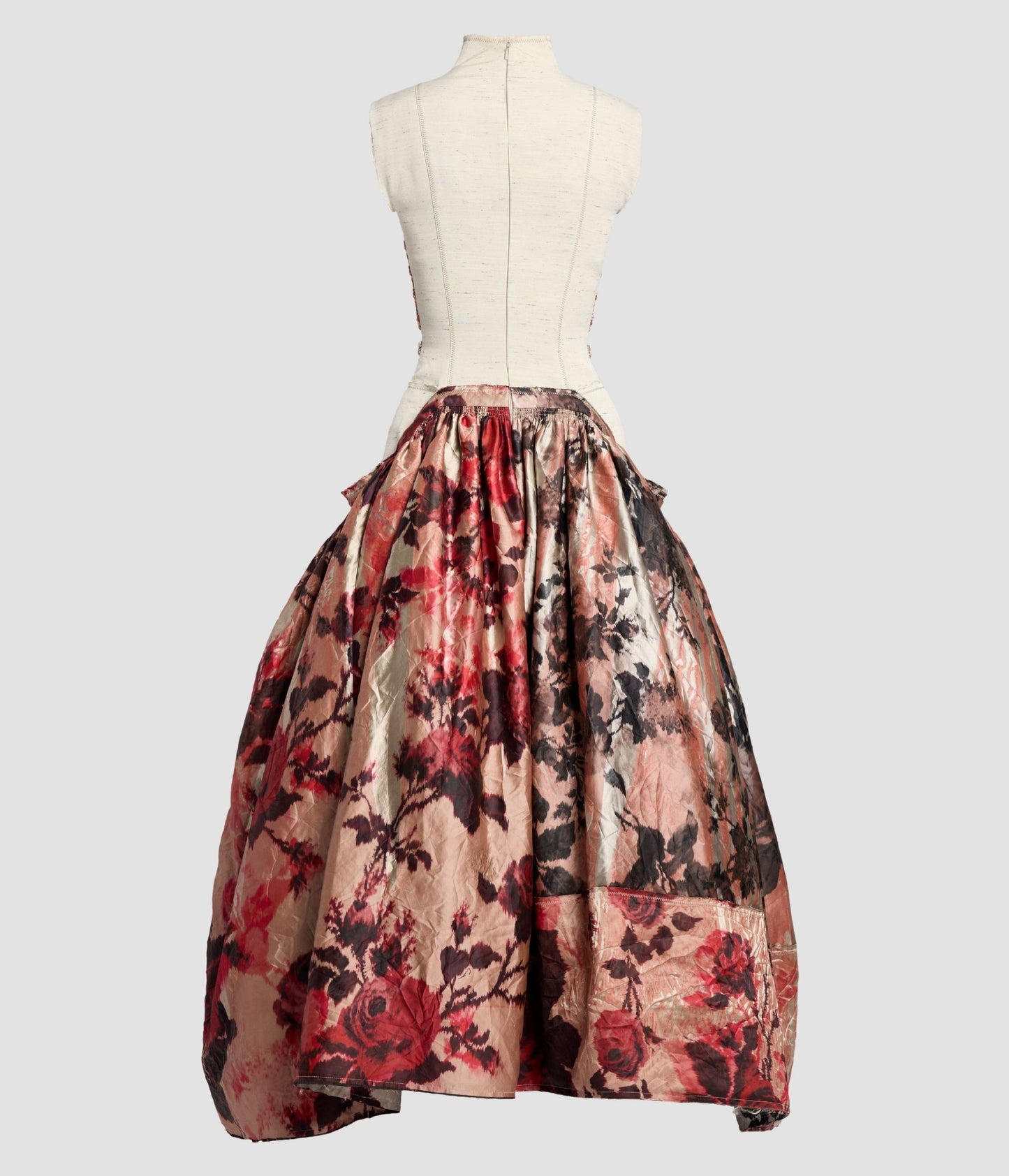 Embroidered Textured Satin Strapless Midi Dress