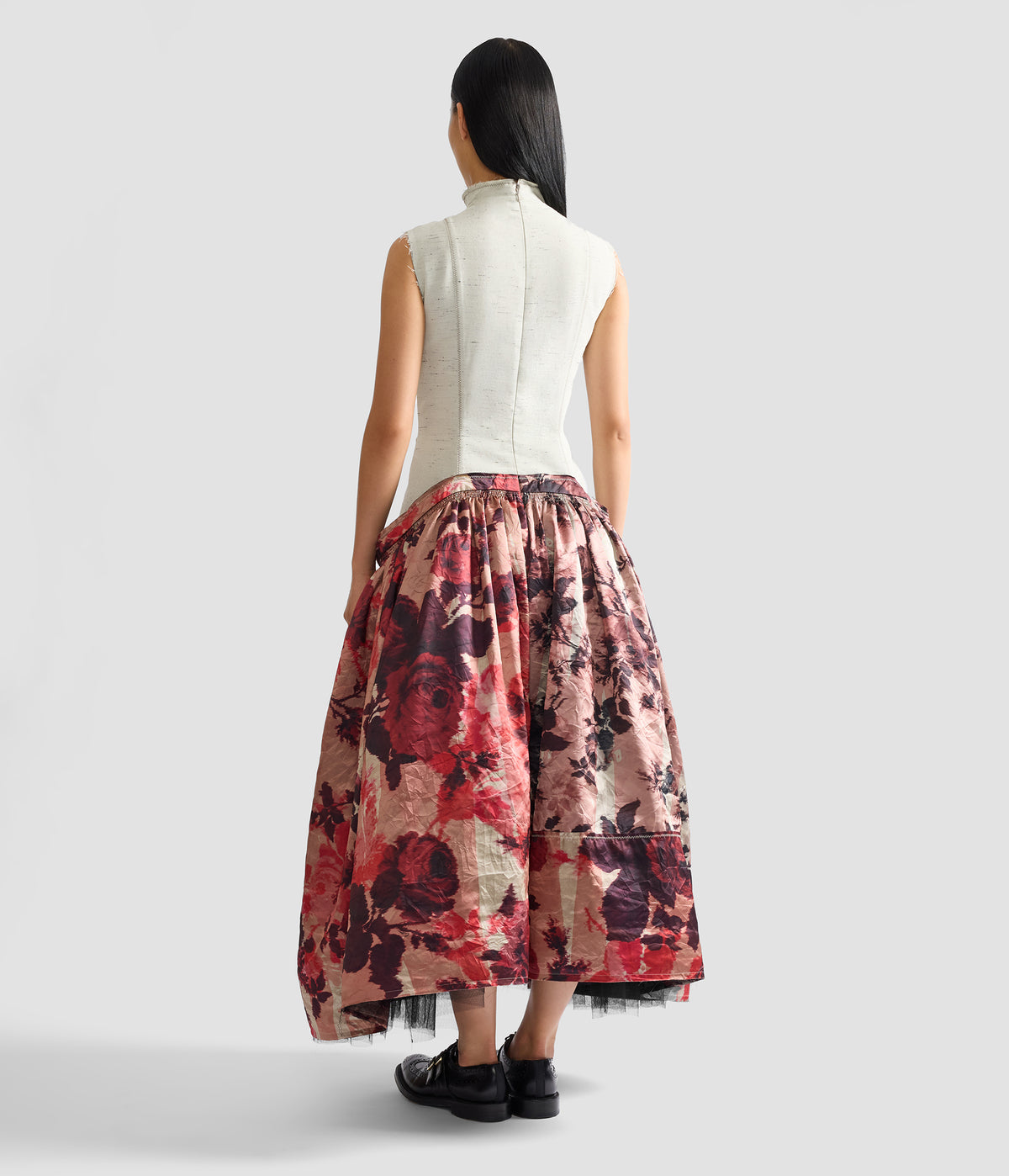 Embroidered Textured Satin Midi Dress