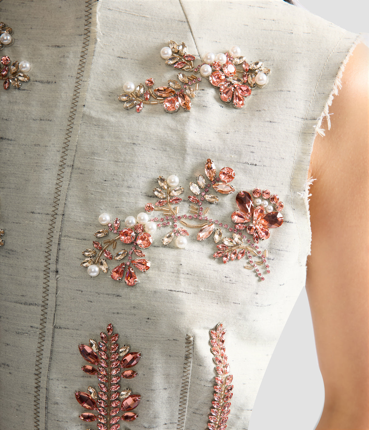 Embroidered Textured Satin Midi Dress