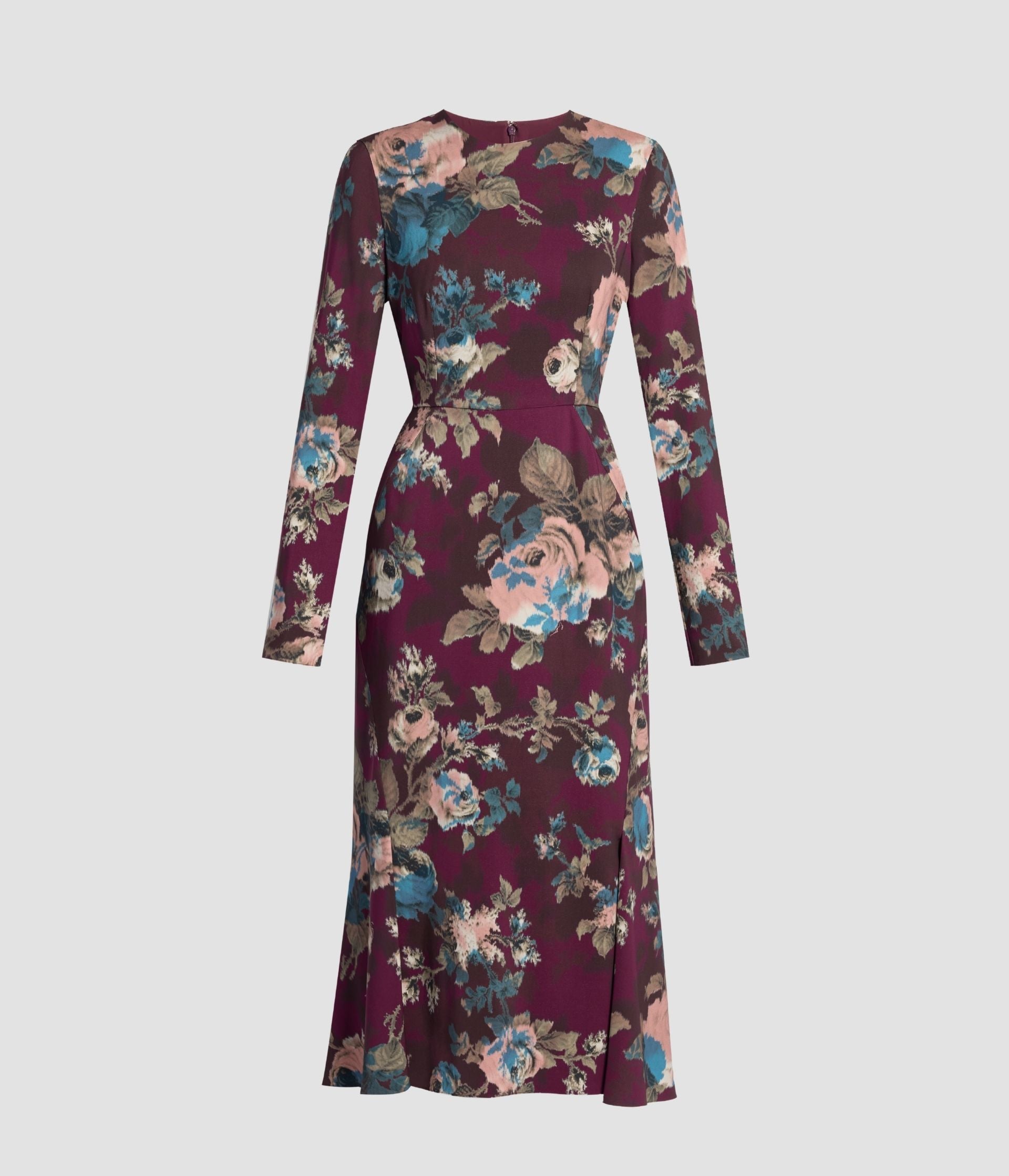 Floral Cady Long Sleeve Midi Dress