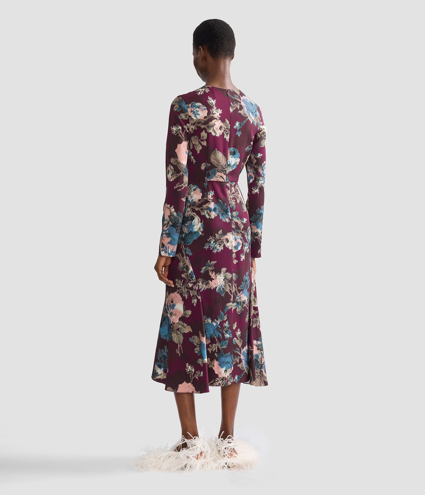 Floral Cady Long Sleeve Midi Dress