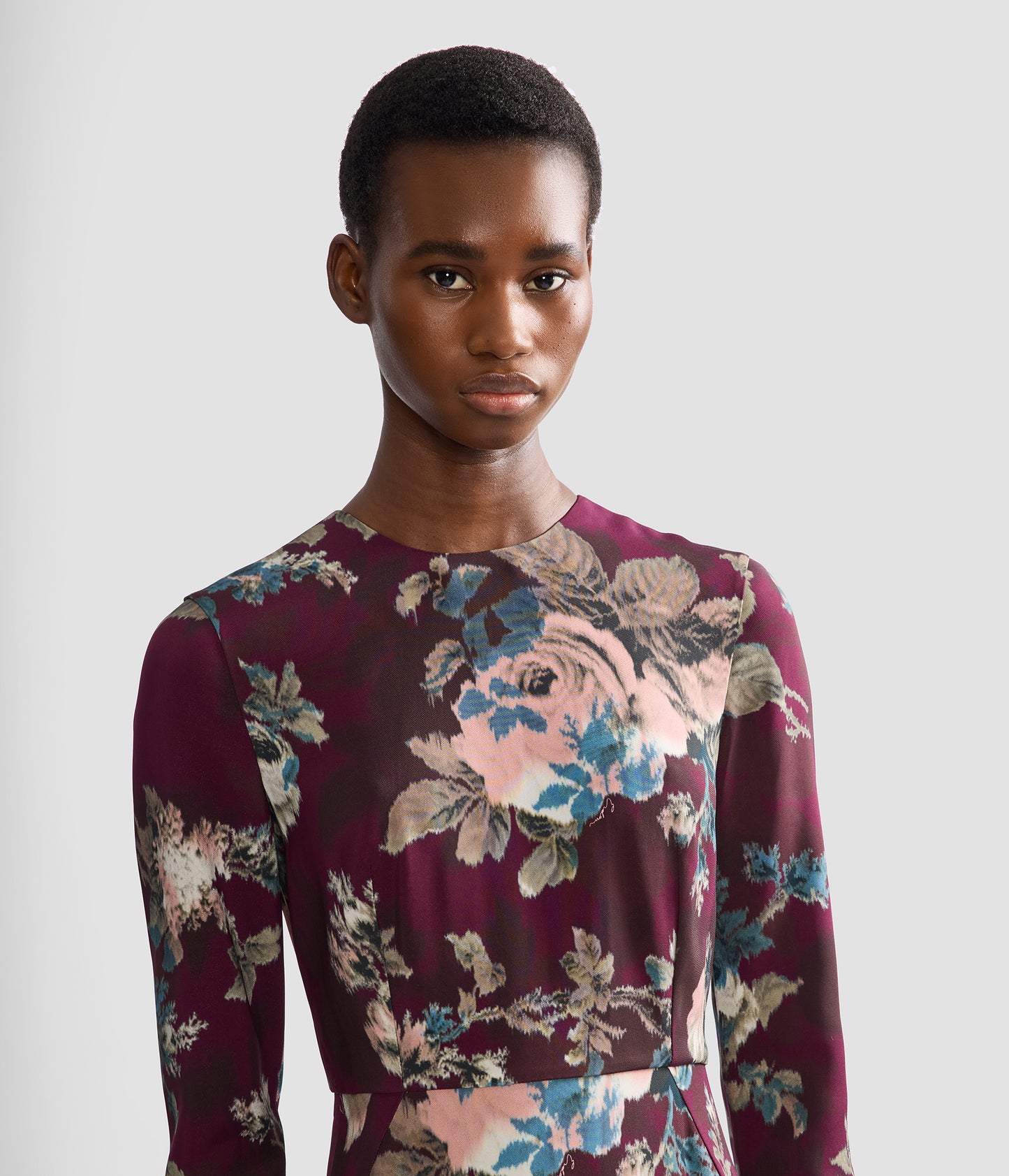Floral Cady Long Sleeve Midi Dress
