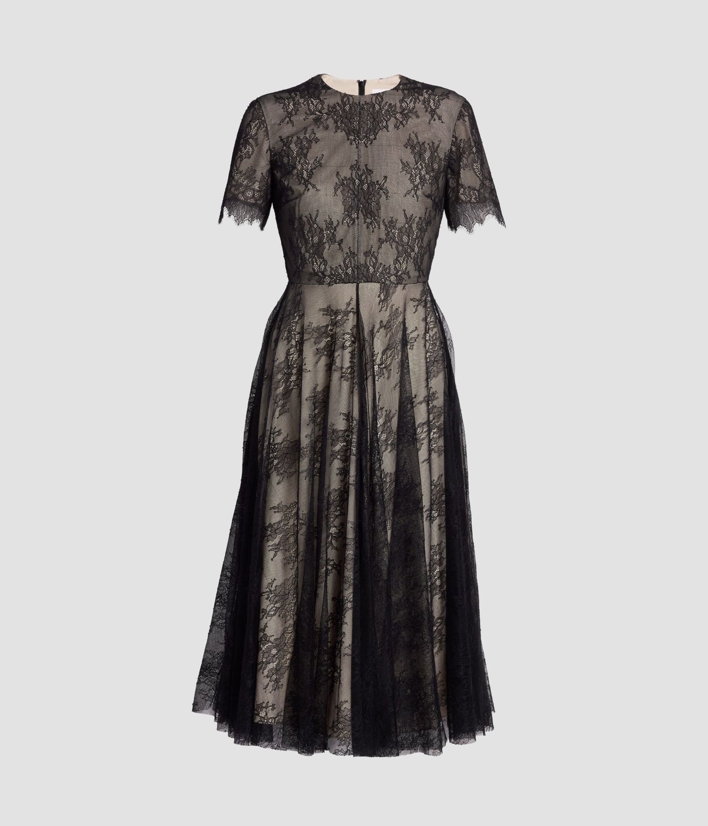 Floral Lace Short Sleeve Midi Dress
