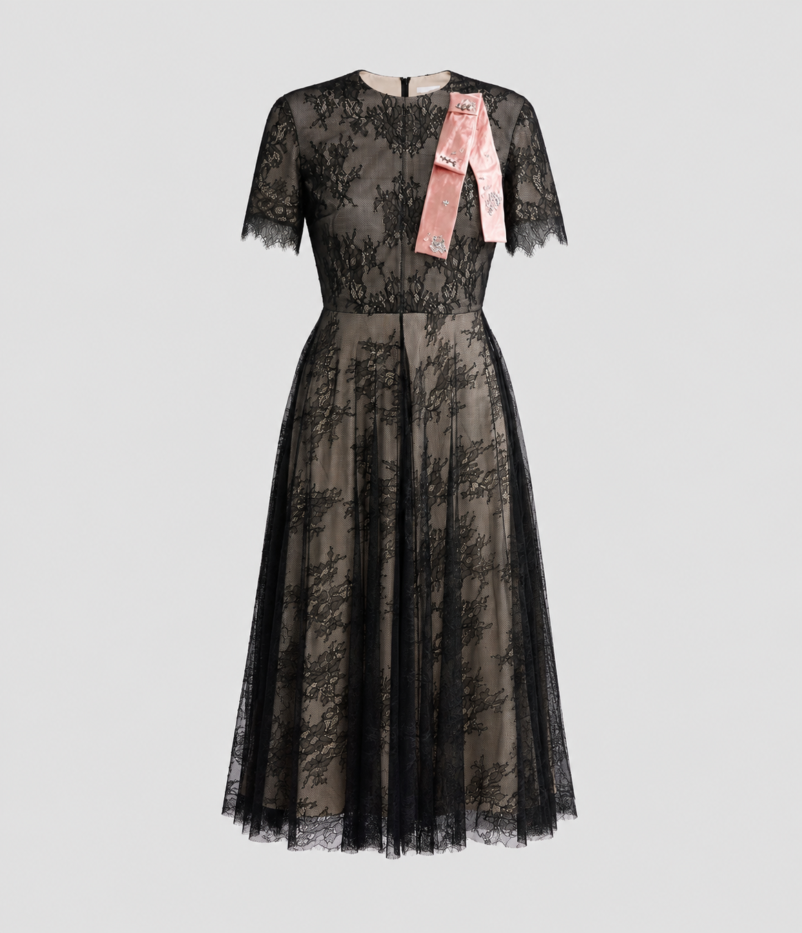 Floral Lace Short Sleeve Midi Dress
