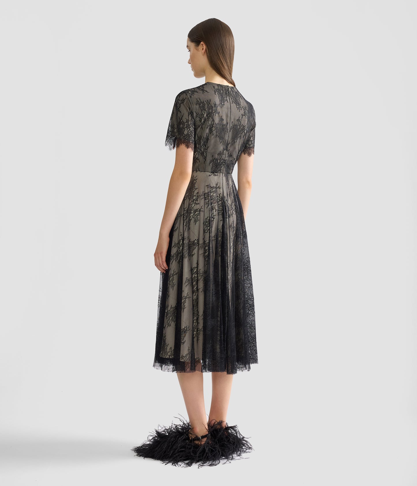 Floral Lace Short Sleeve Midi Dress