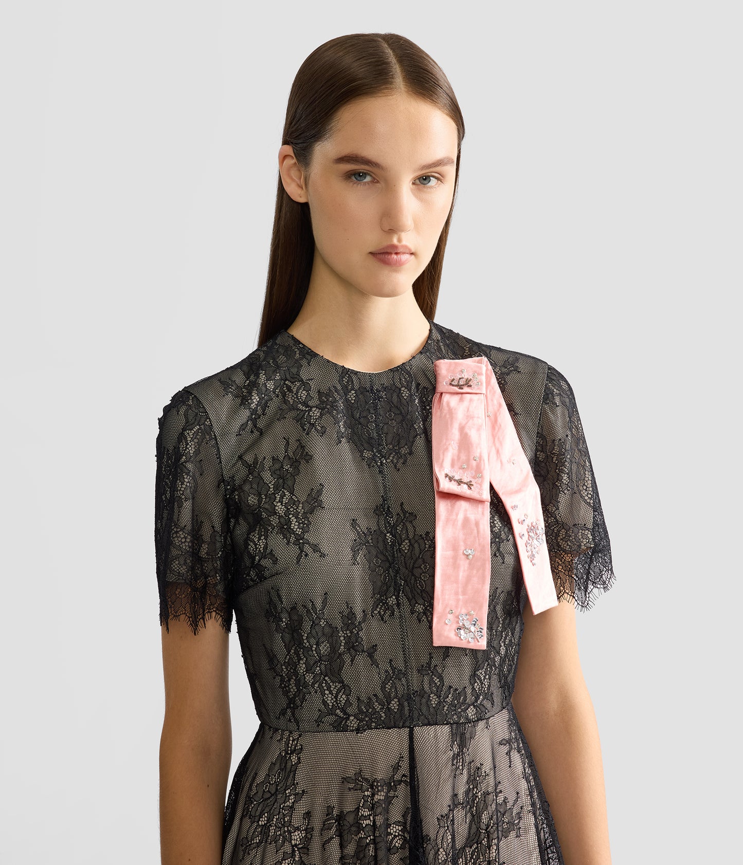 Floral Lace Short Sleeve Midi Dress