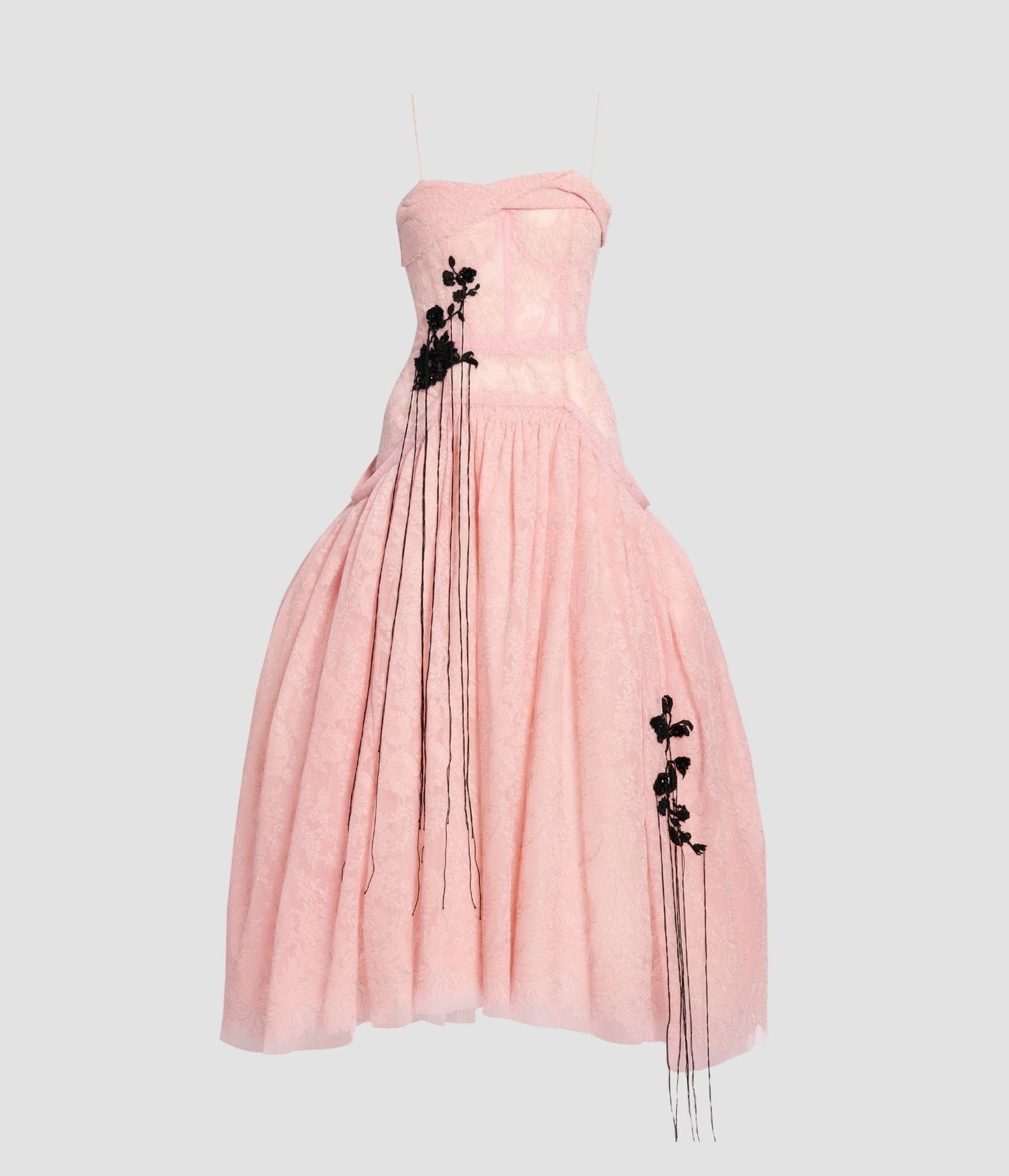 Floral Lace Tulle Sleeveless Midi Dress