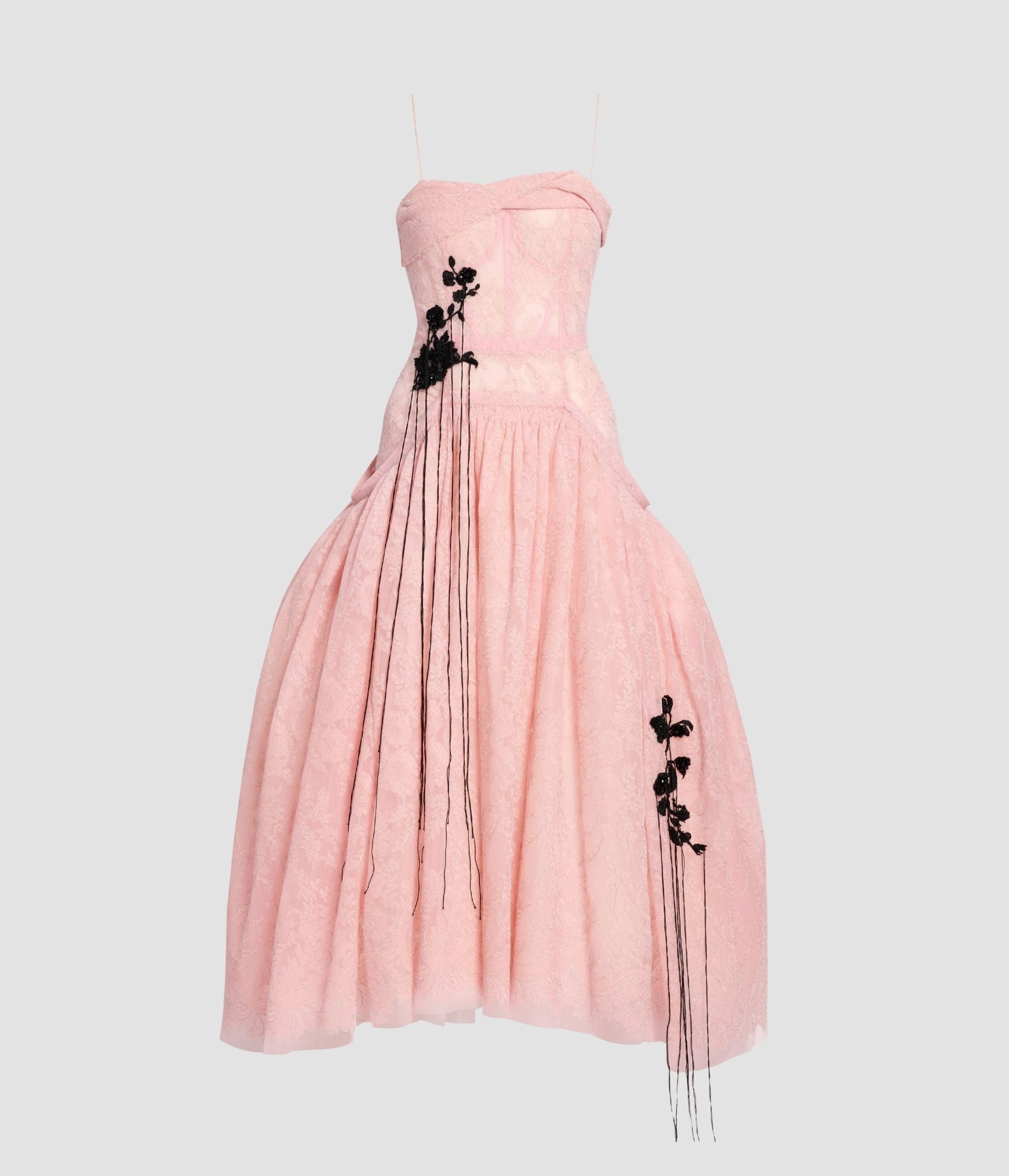 Floral Lace Tulle Sleeveless Midi Dress