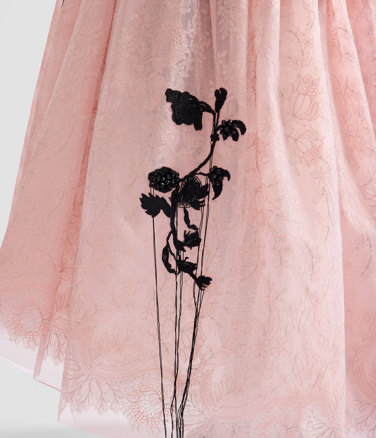 Floral Lace Tulle Sleeveless Midi Dress