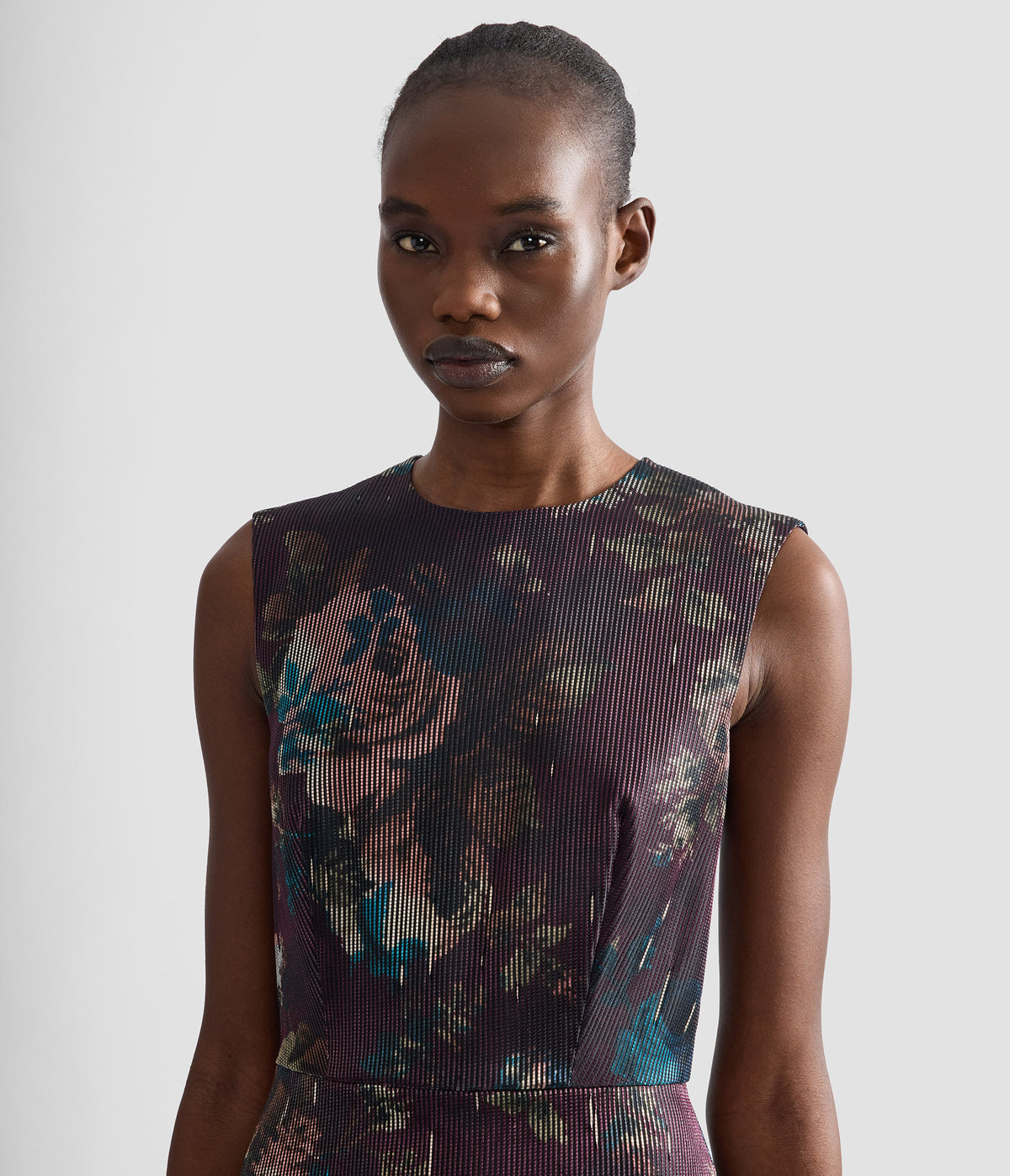 Floral Fringe Jacquard Sleeveless Midi Dress