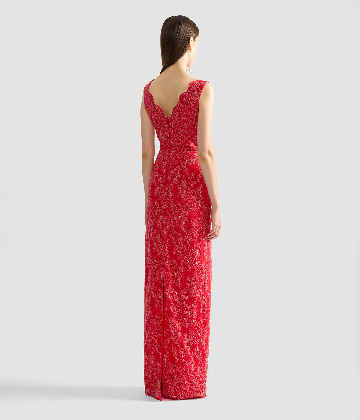 Floral Lace Tulle Sleeveless Gown