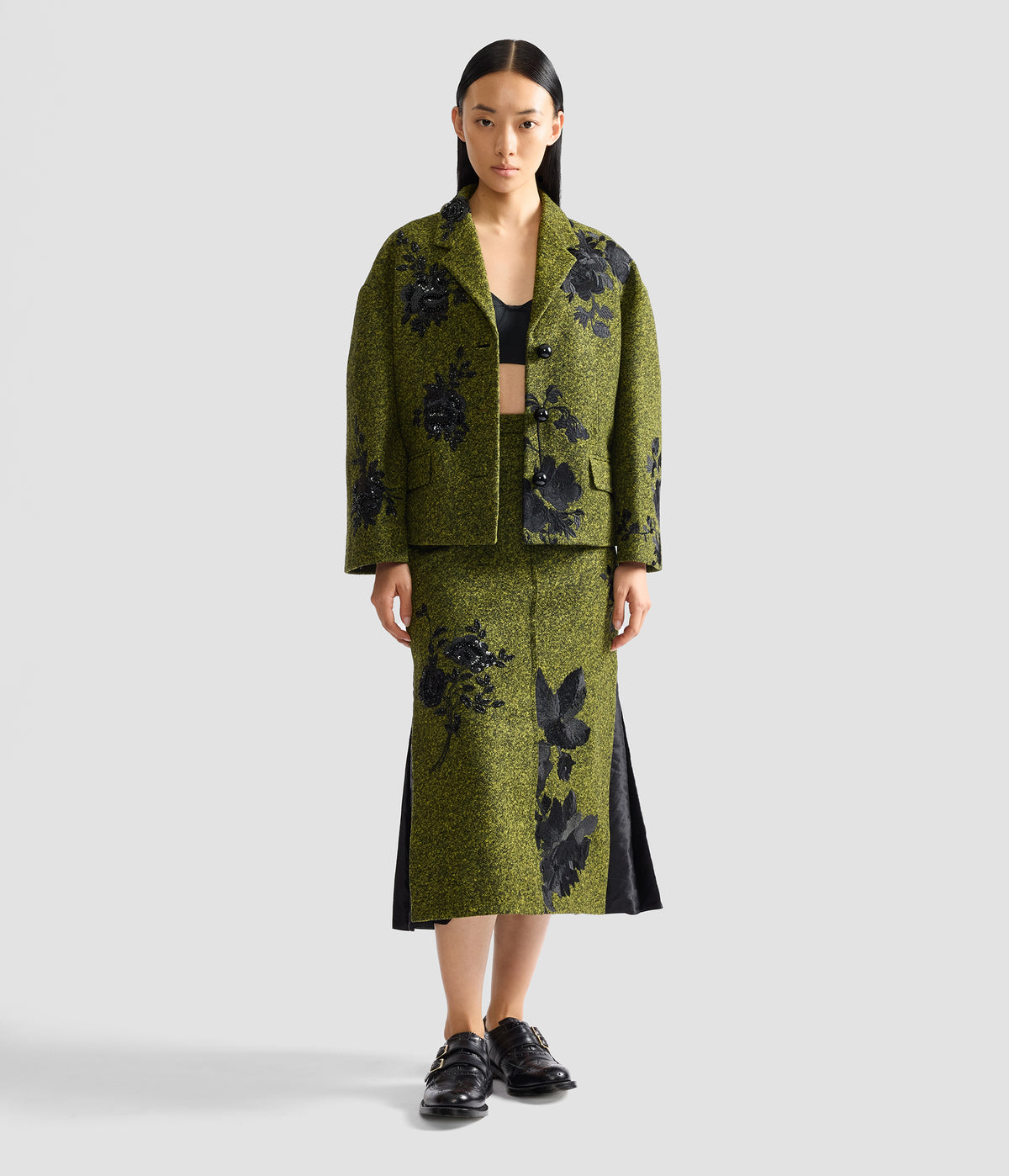 Embroidered Wool Cropped Jacket