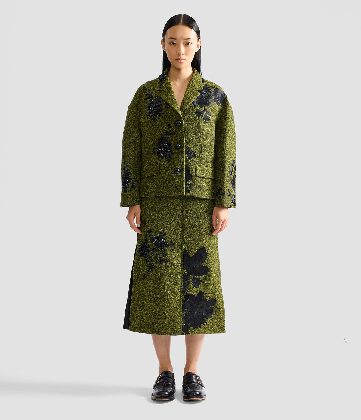 Embroidered Wool Cropped Jacket