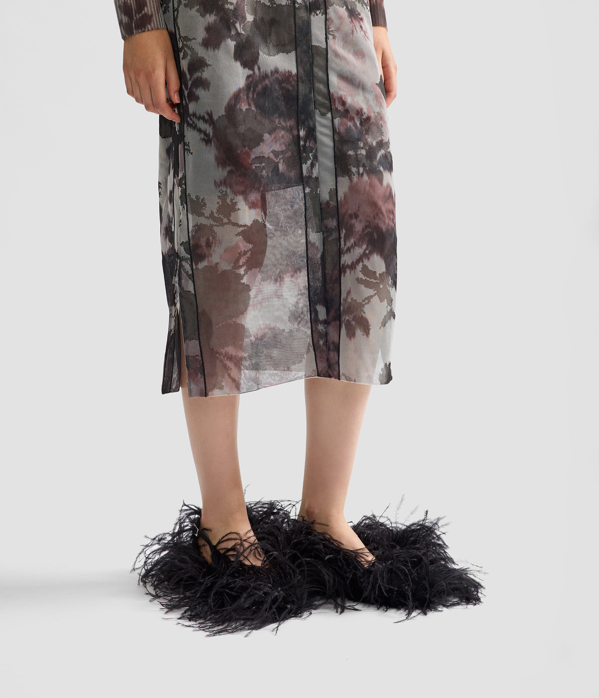 Floral Print Jacquard Knit Skirt