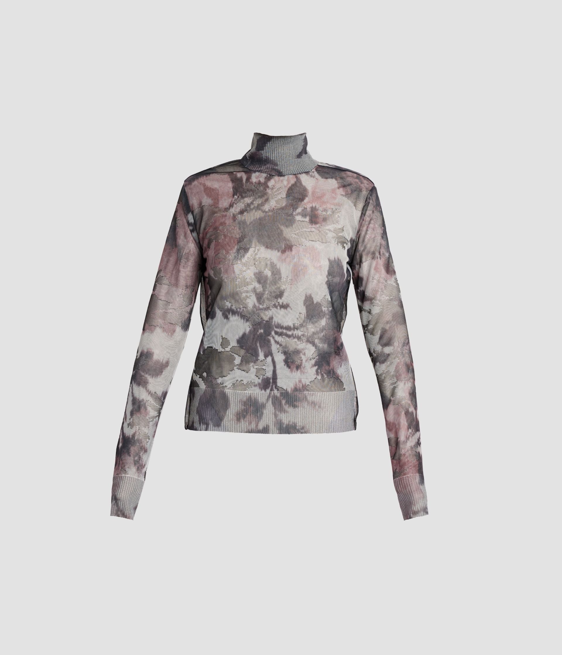 Floral Print Jacquard Turtleneck