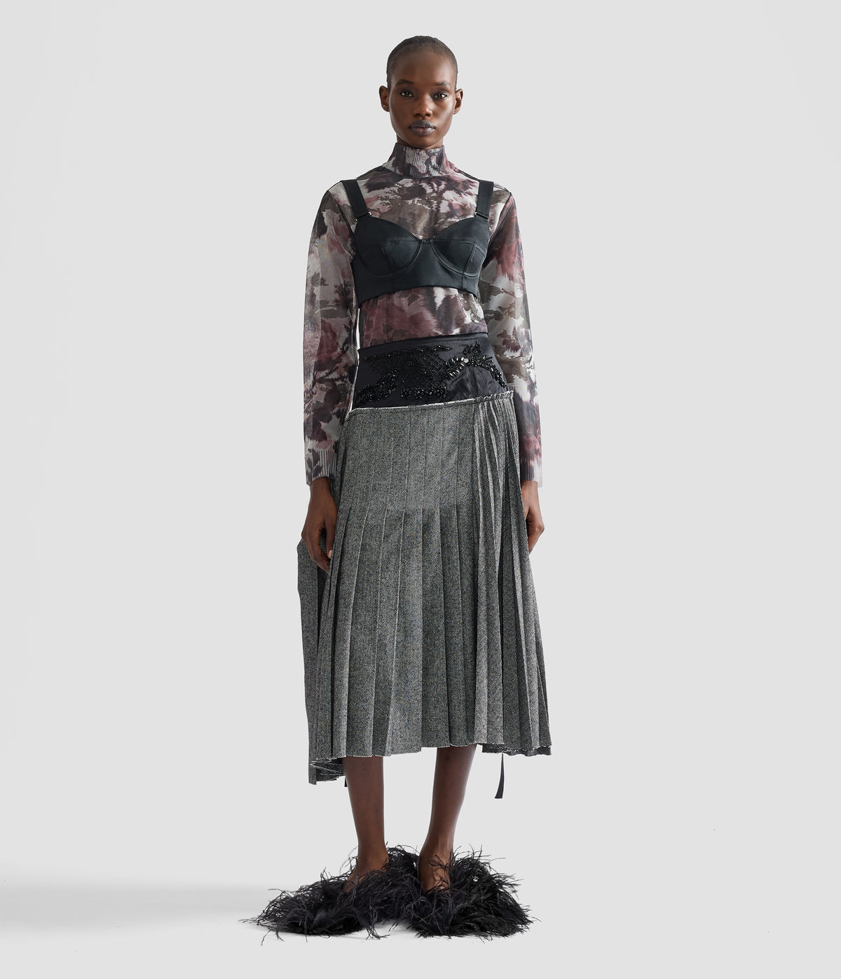 Floral Print Jacquard Turtleneck