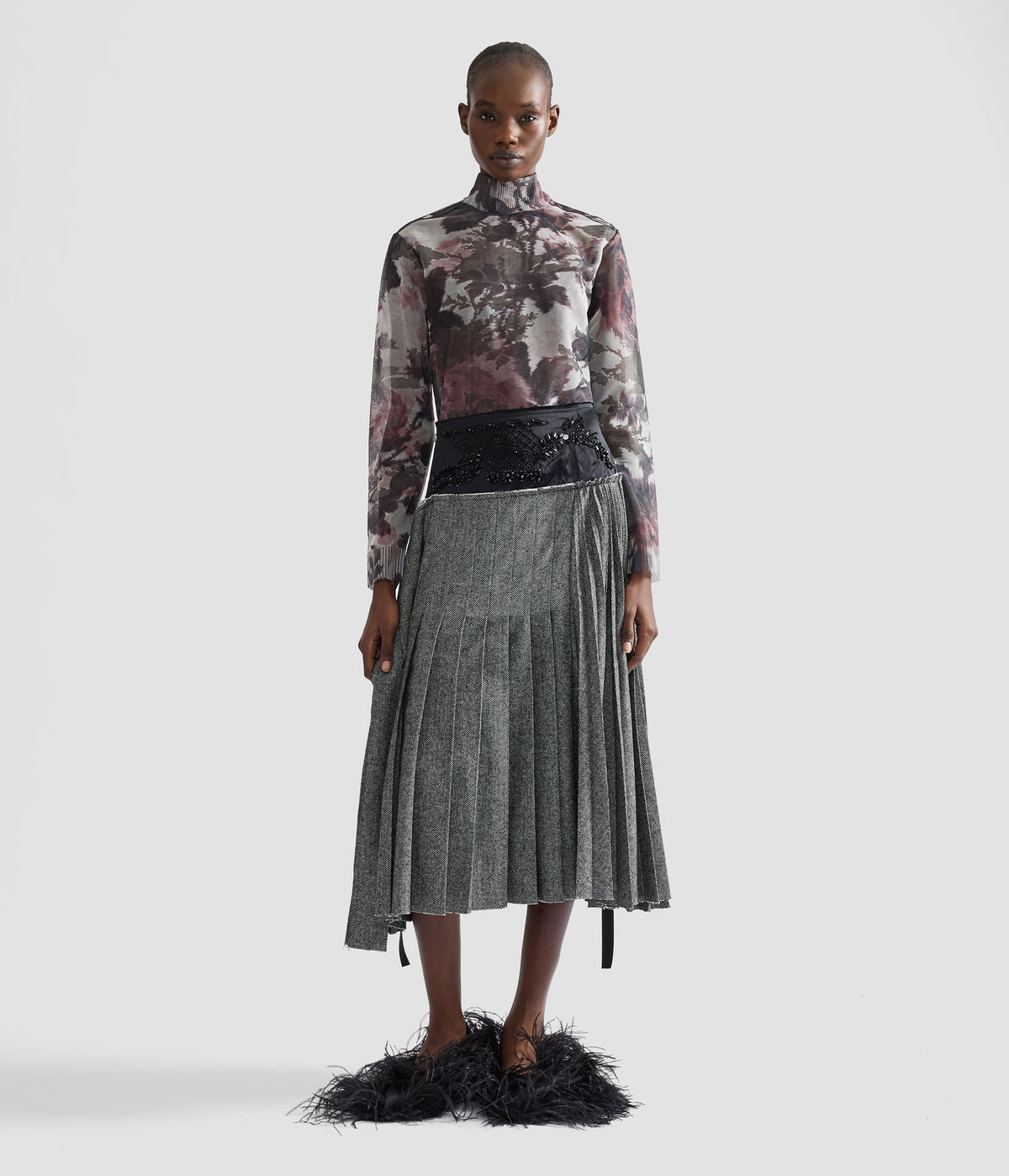 Floral Print Jacquard Turtleneck