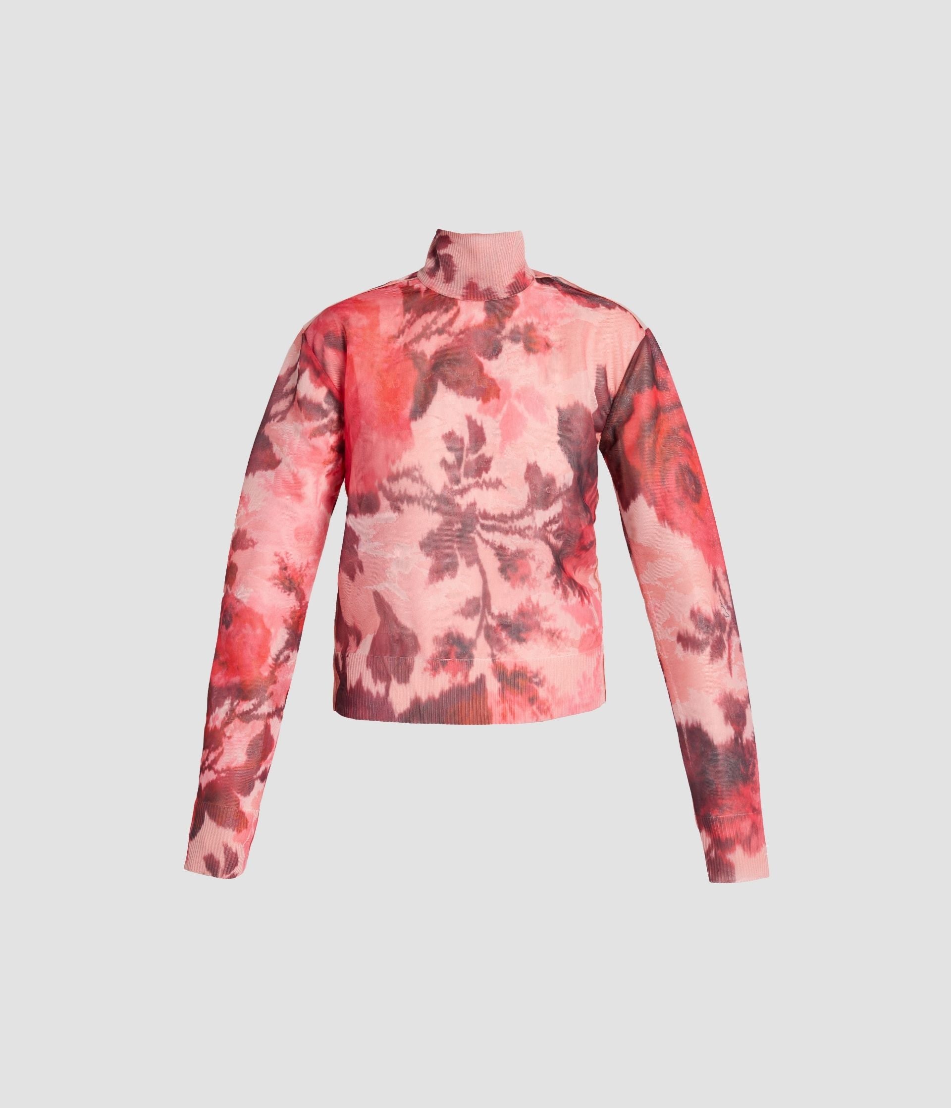 Floral Print Jacquard Turtleneck