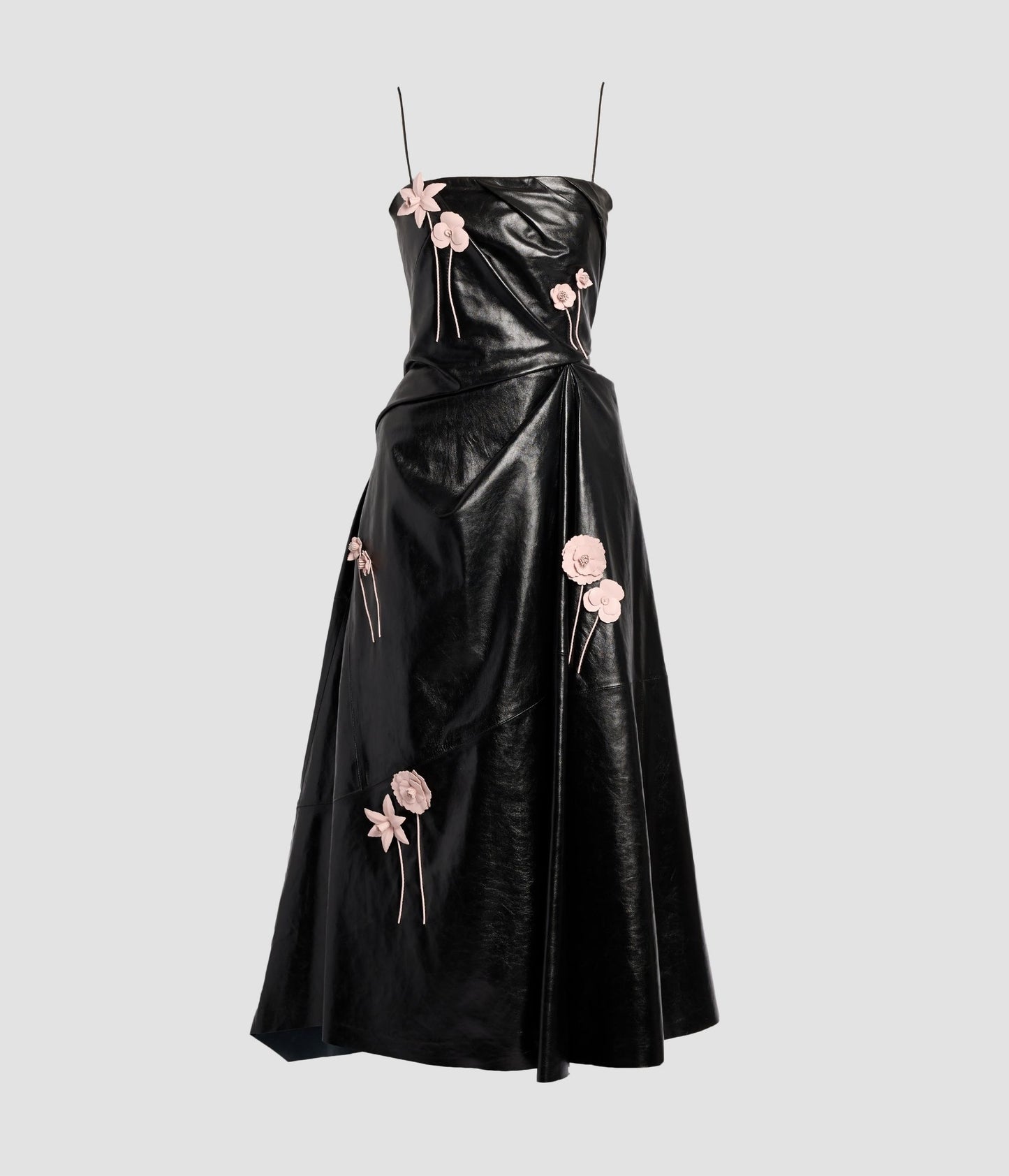 Embellished Leather Corset Midi Dress