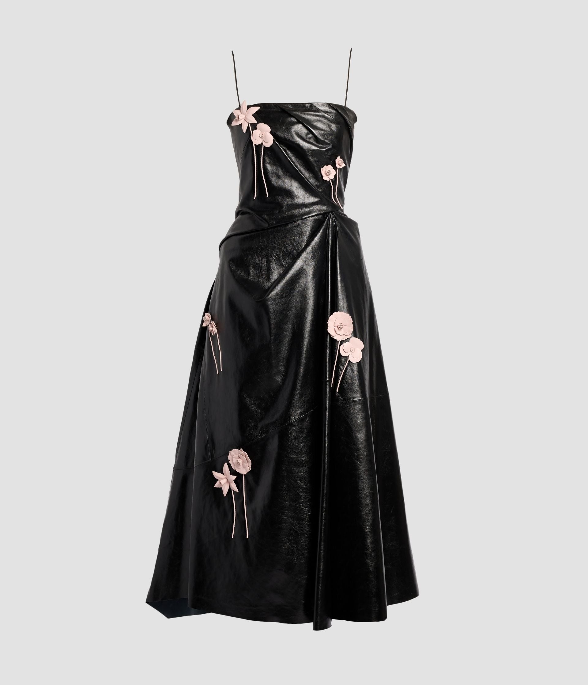 Embellished Leather Corset Midi Dress