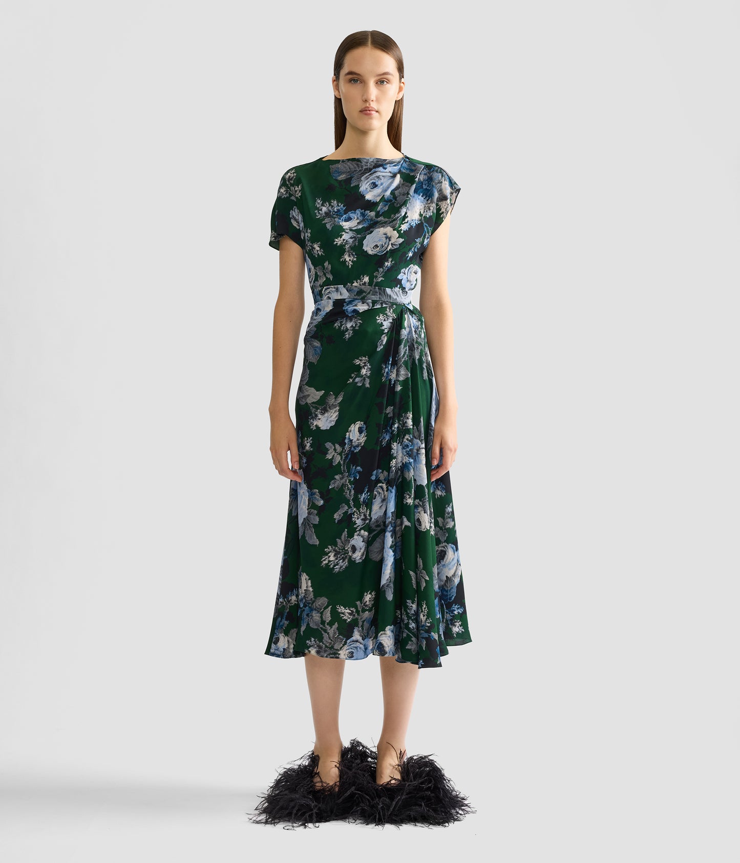 Floral Crepe Draped Skirt