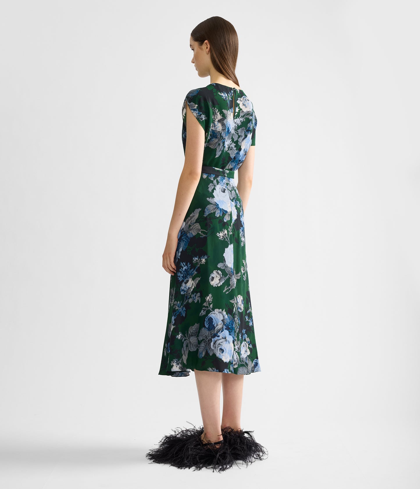Floral Crepe Draped Skirt