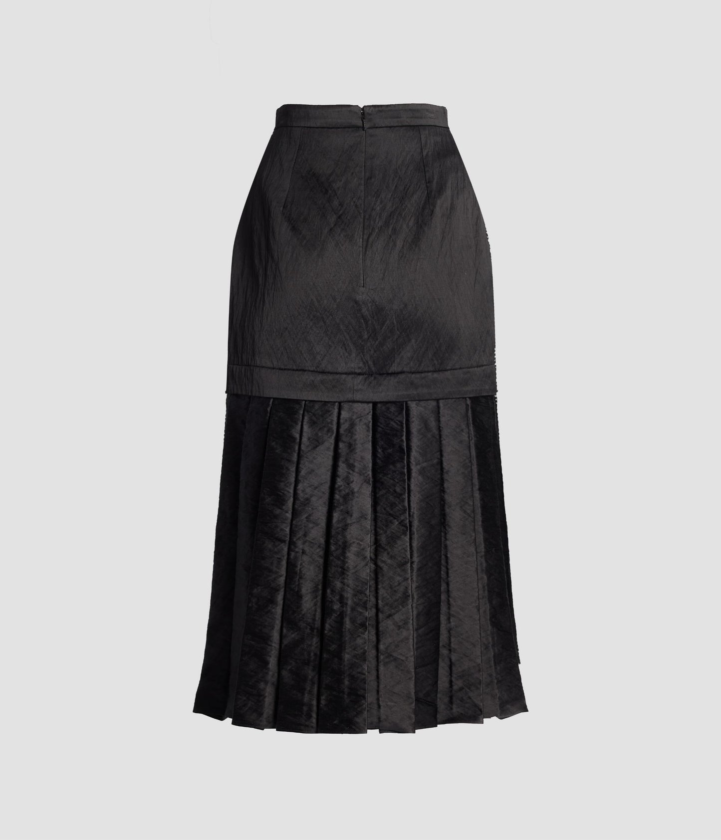 Floral Embroidered Wool Midi Skirt