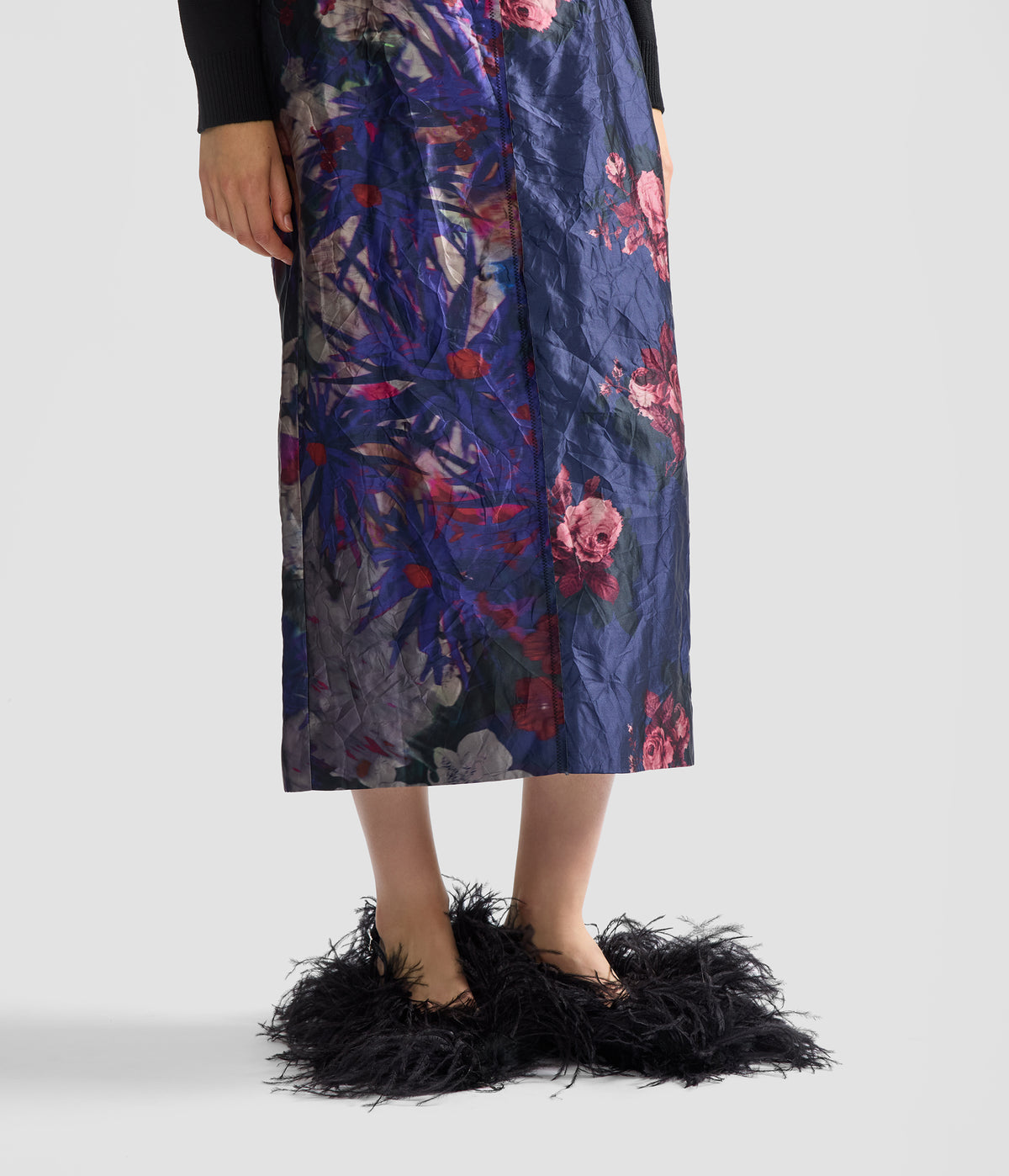 Textured Satin Pencil Skirt