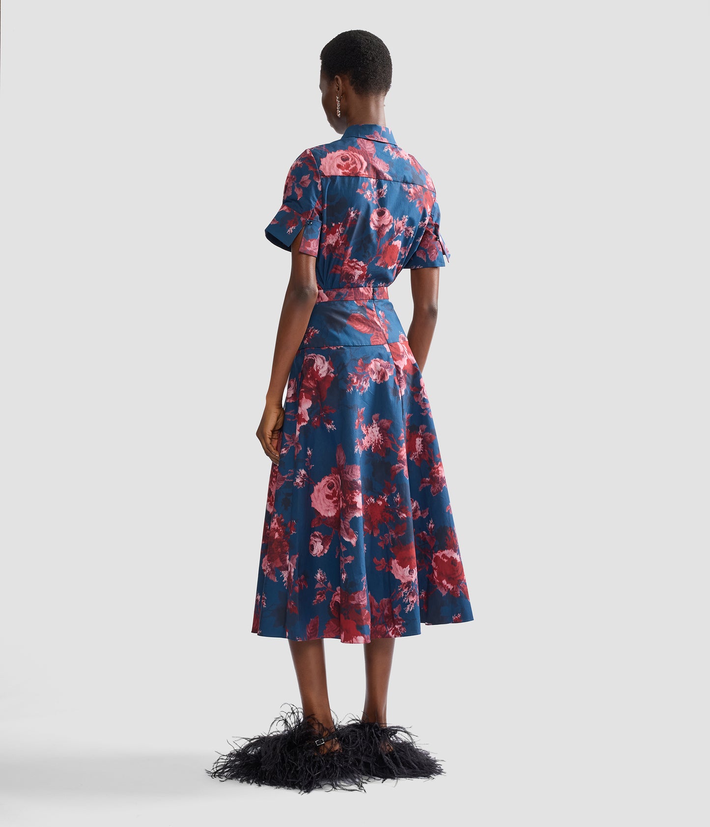 Floral Cotton Poplin A-Line Midi Skirt