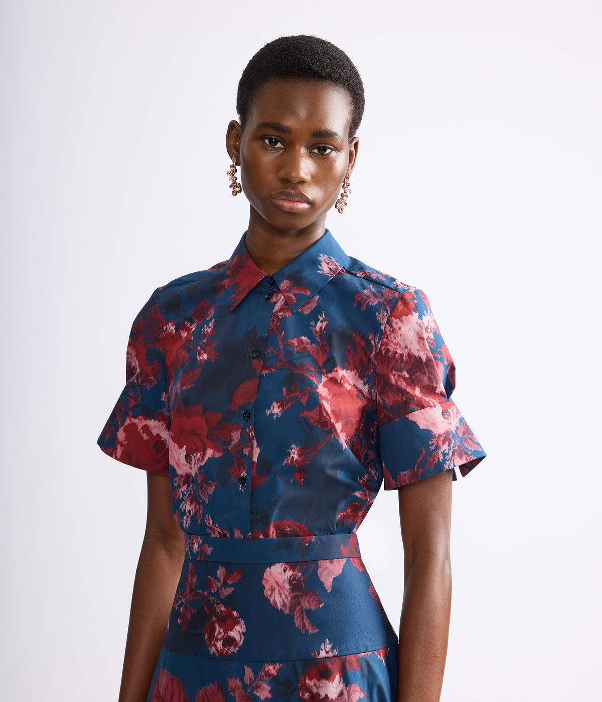 Floral Cotton Poplin Short Sleeve Shirt